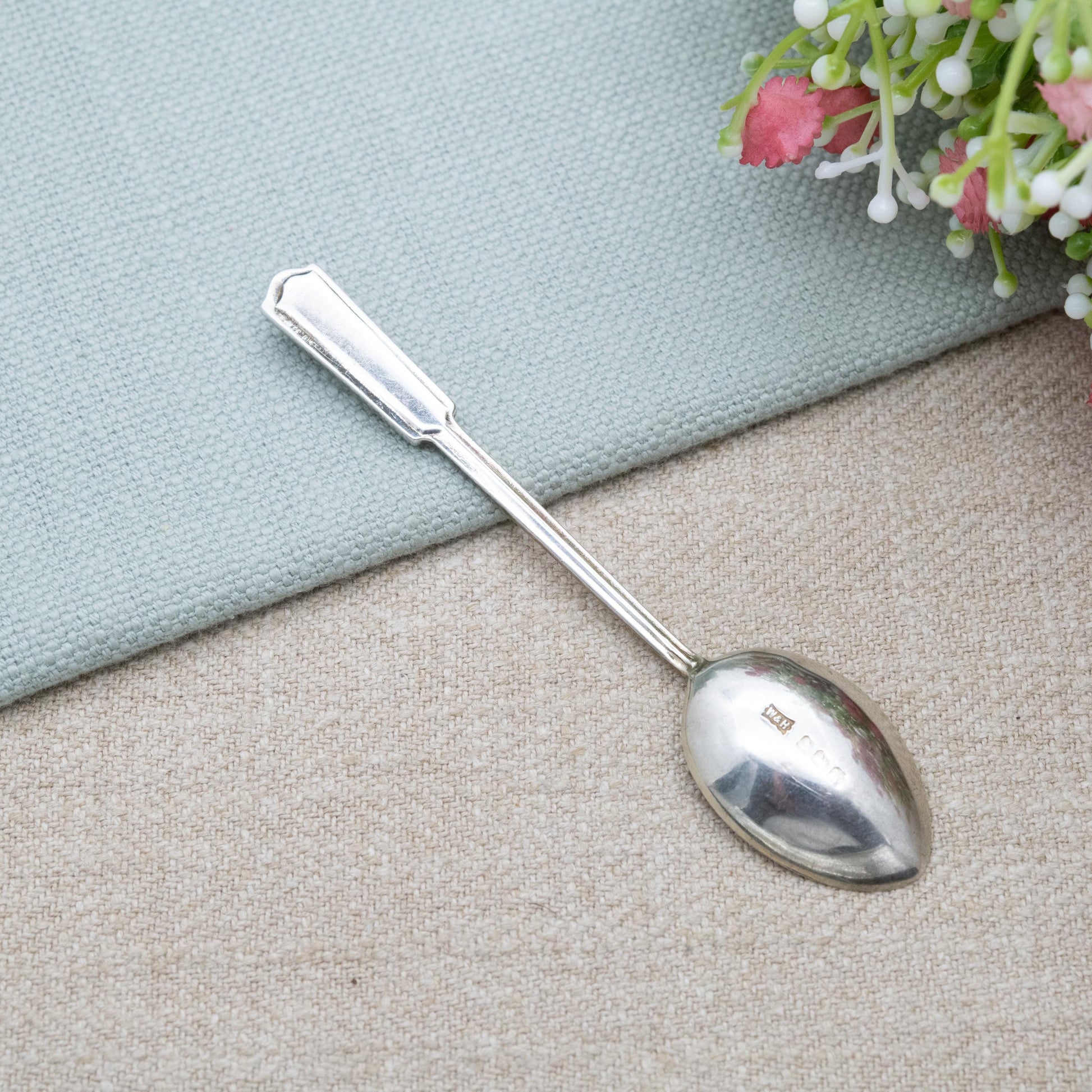 Vintage Sterling Silver and Enamel Decorative Teaspoon Pendant 1934 - Walker & Hall Cutlery | Birmingham Hallmarks Solid Silver Spoon