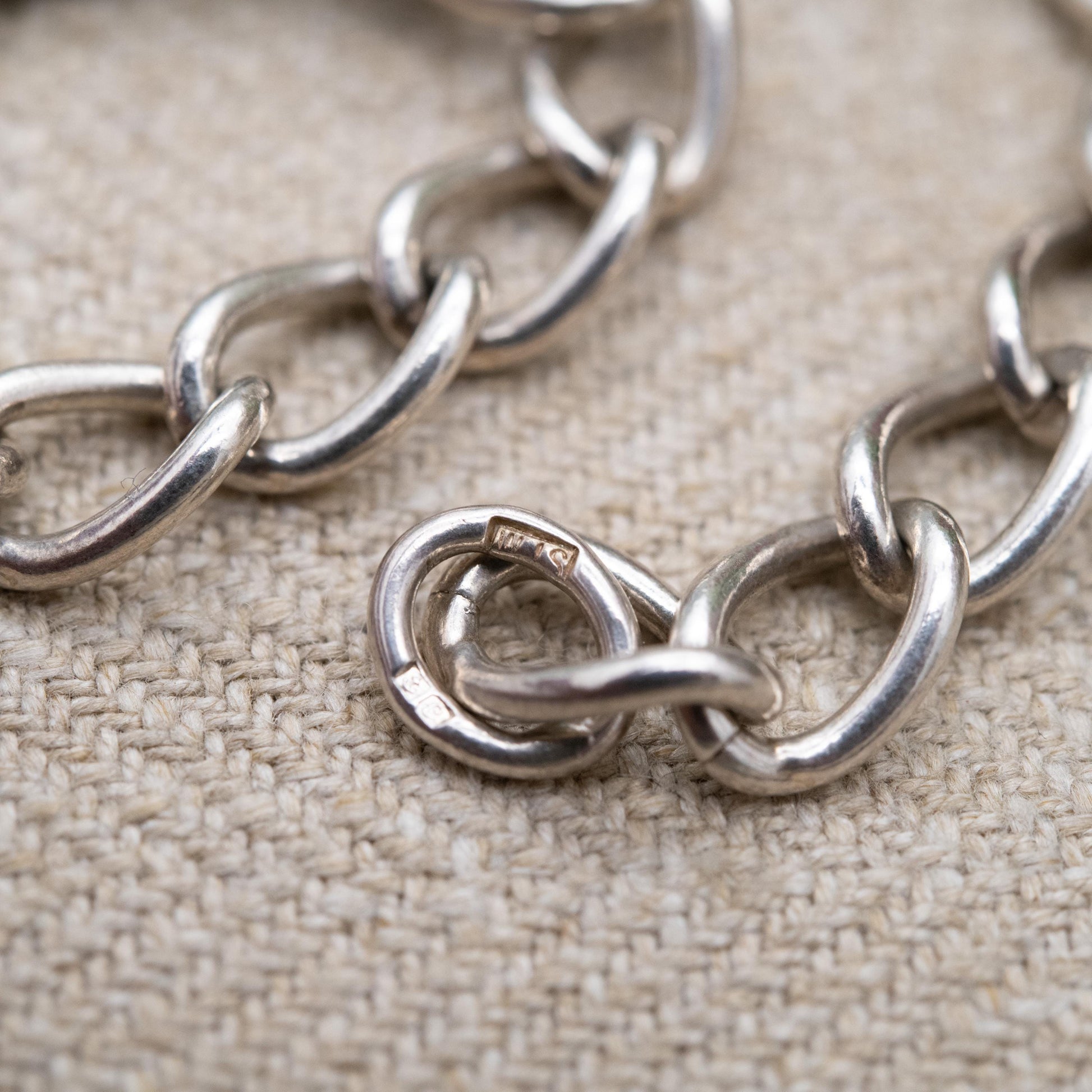 Vintage Sterling Silver Rounded Curb Link Chain Bracelet 1977 - Charm Bracelet | Gift for Him | Gift for Her