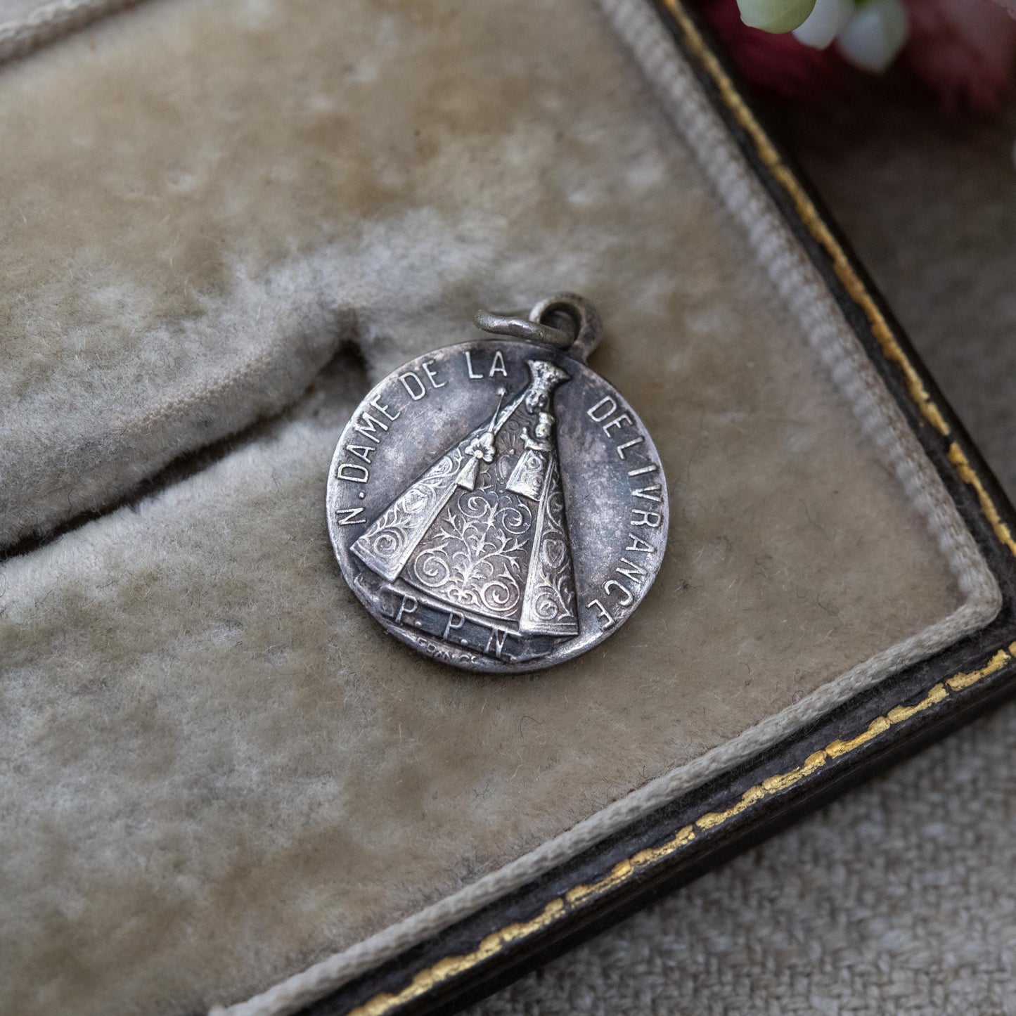 Vintage French Our Lady of Deliverance Charm Pendant