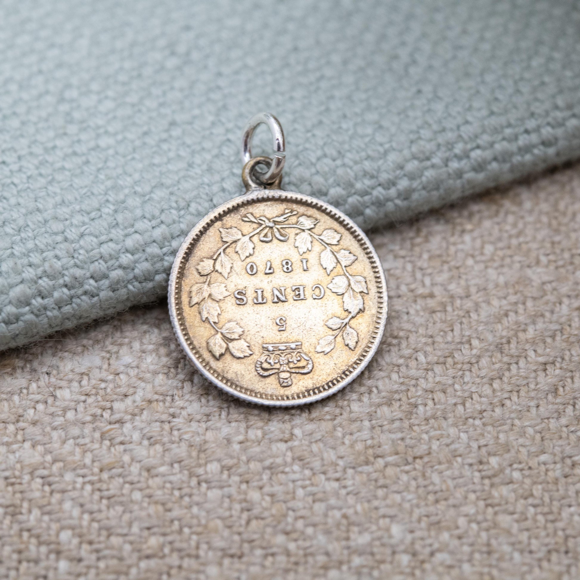 Antique Victorian Sterling Silver Canadian 5 Cents Coin Charm Pendant 1870 - Victoria Young Head | Solid Silver Coin Jewellery