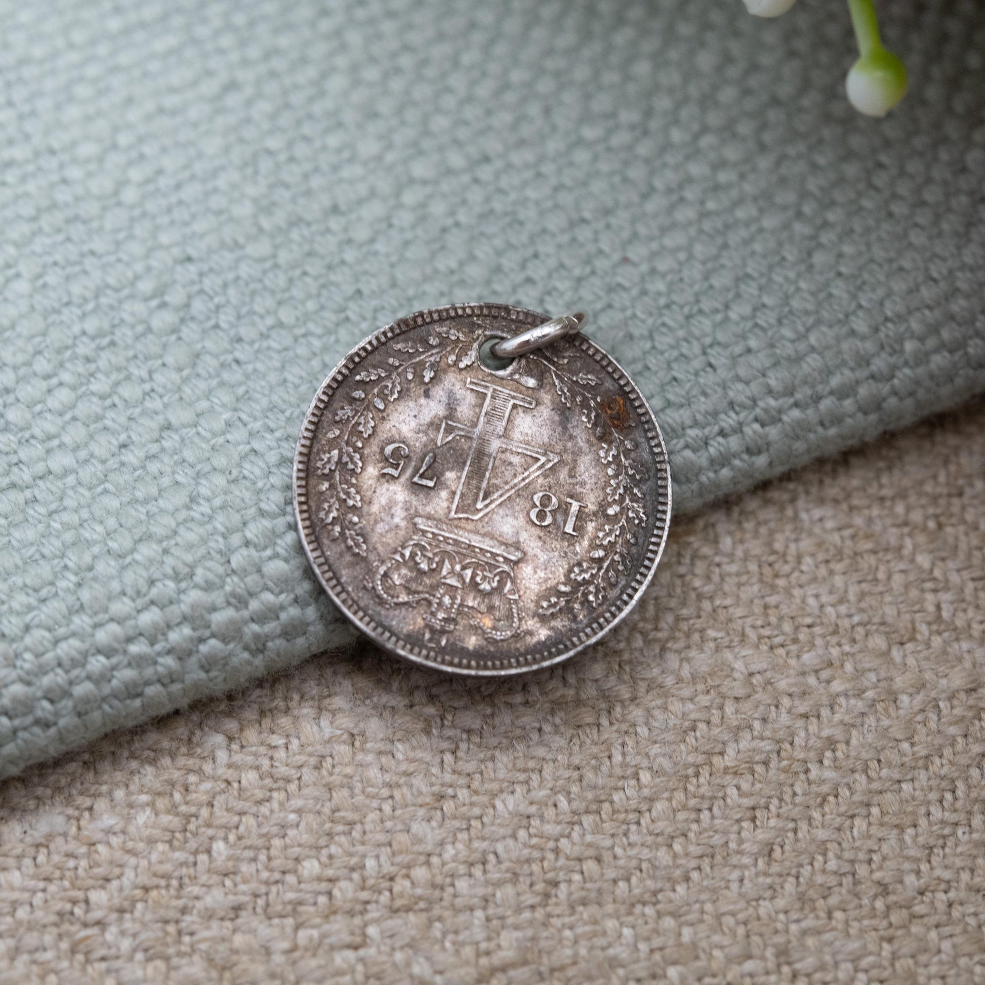 Antique Victorian Sterling Silver Silver Fourpence Coin Charm Pendant 1875 - Queen Victoria Head | Solid Silver Coin Jewellery