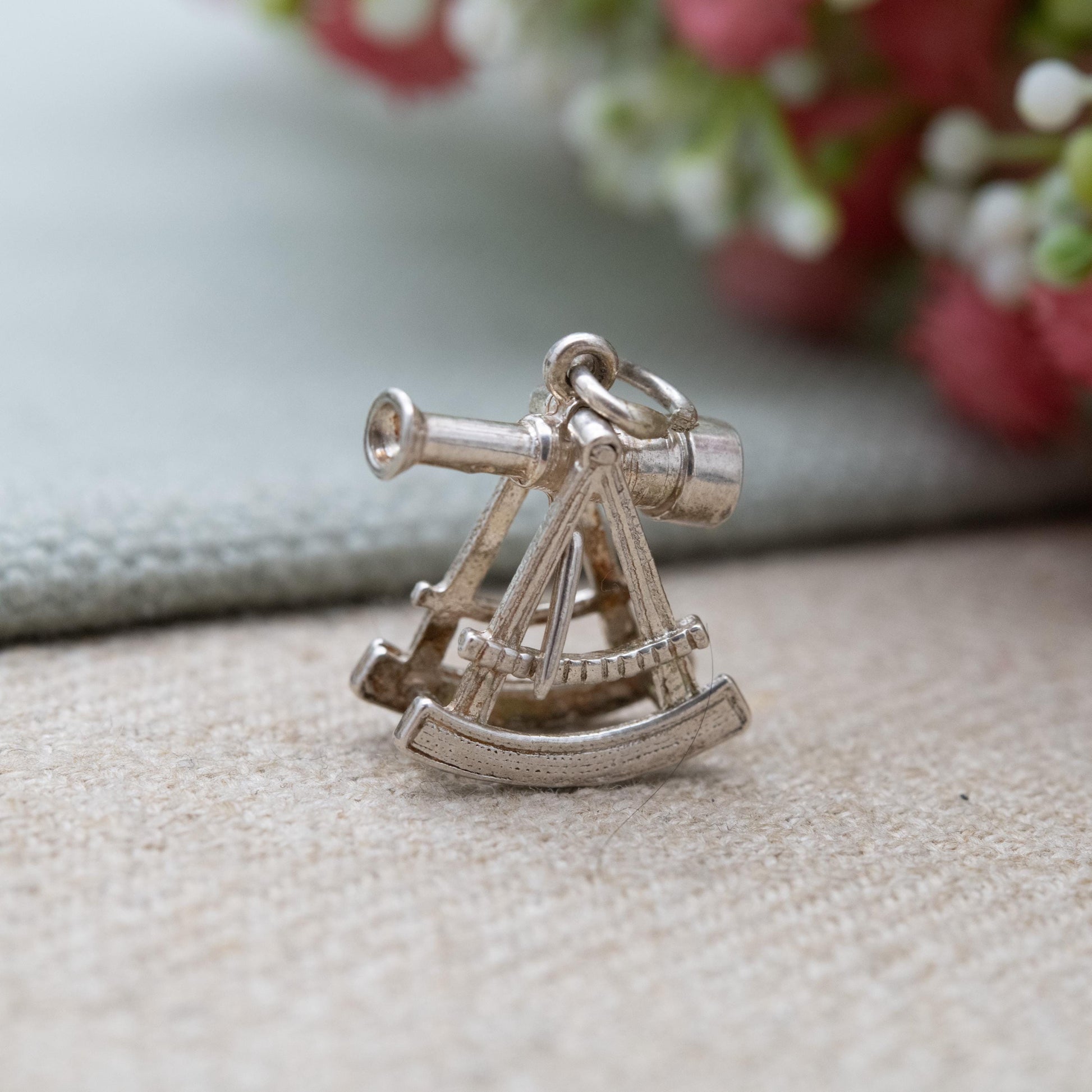 Vintage Sterling Silver Moving Sextant Telescope Compass Pendant - Miniature | Nautical | Maritime | Gift for Charm Bracelet Necklace