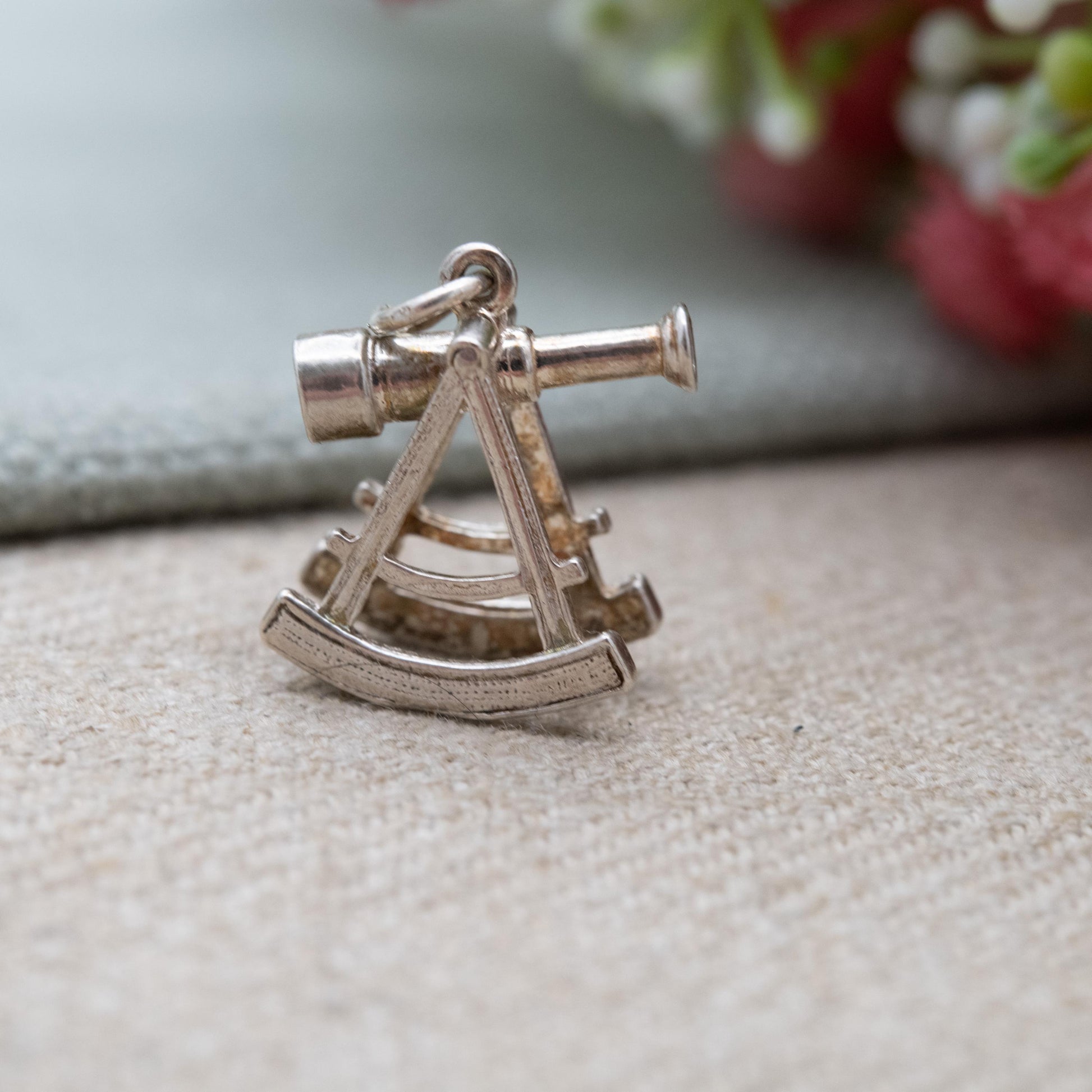 Vintage Sterling Silver Moving Sextant Telescope Compass Pendant - Miniature | Nautical | Maritime | Gift for Charm Bracelet Necklace