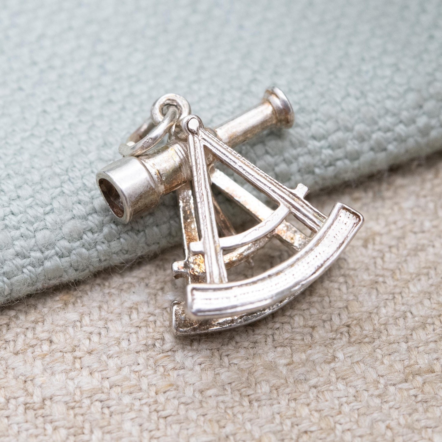 Vintage Sterling Silver Moving Sextant Telescope Compass Pendant - Miniature | Nautical | Maritime | Gift for Charm Bracelet Necklace