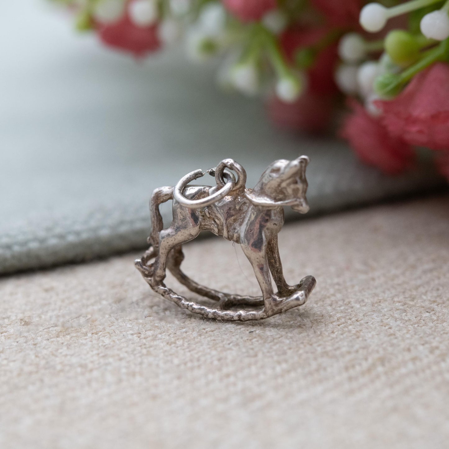 Vintage Sterling Silver Small Rocking Horse Charm Pendant - Detailed Animal Children's Toy | Horse Girl | Gift for Charm Bracelet