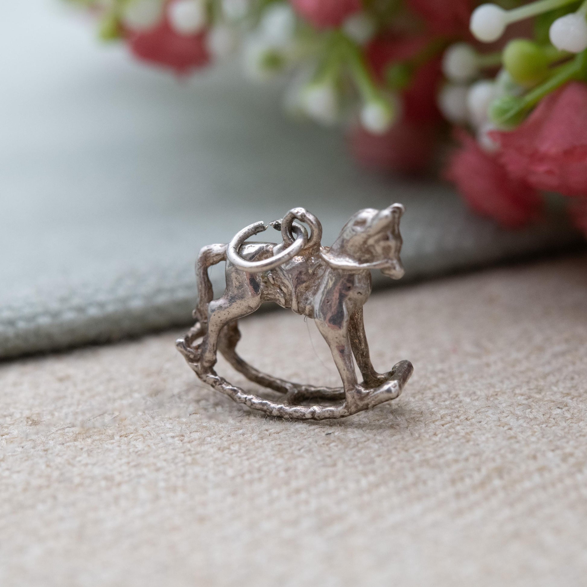 Vintage Sterling Silver Small Rocking Horse Charm Pendant - Detailed Animal Children's Toy | Horse Girl | Gift for Charm Bracelet