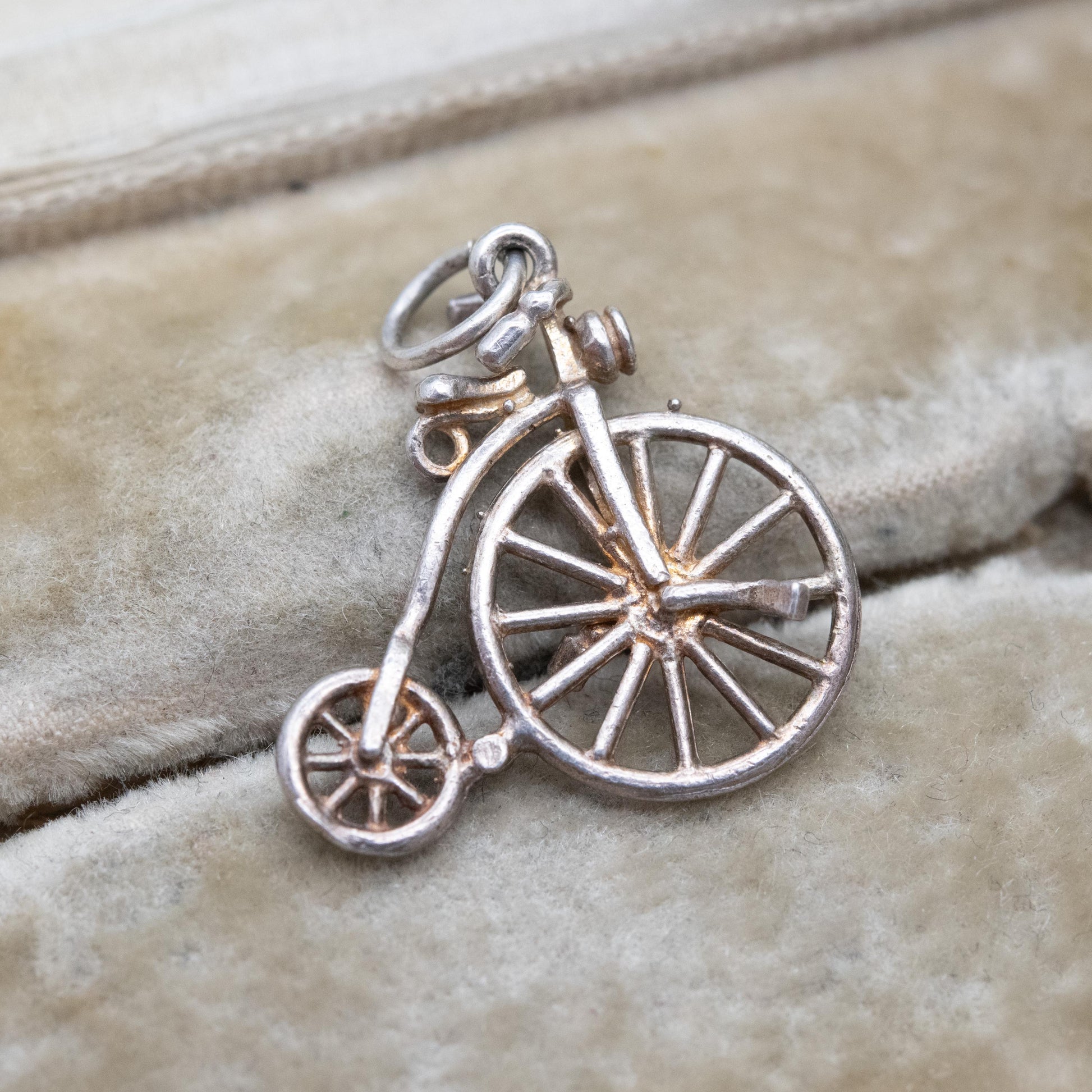Vintage Sterling Silver Penny Farthing Bike Charm Pendant - Gift for Cycling Enthusiast Charm Bracelet