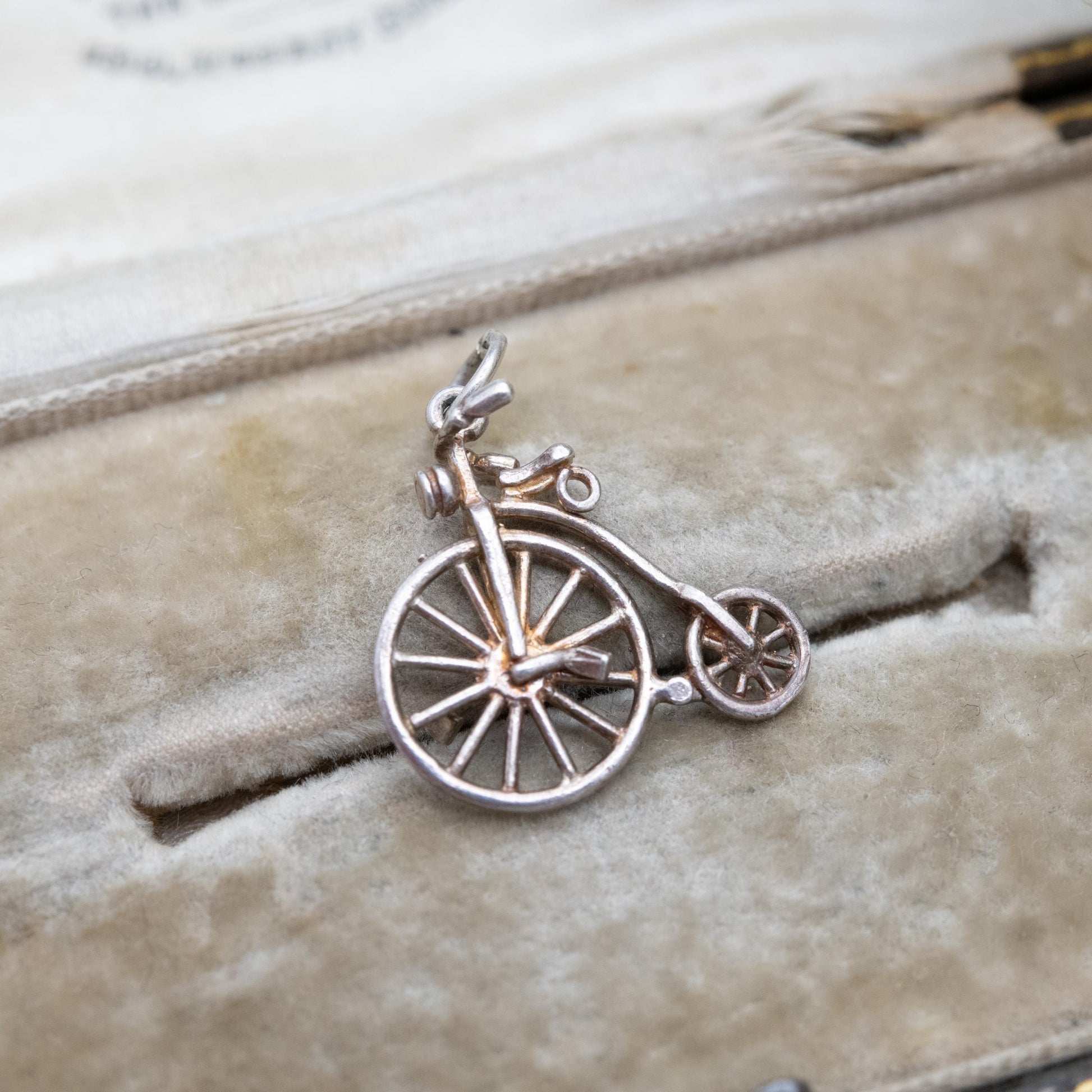 Vintage Sterling Silver Penny Farthing Bike Charm Pendant - Gift for Cycling Enthusiast Charm Bracelet