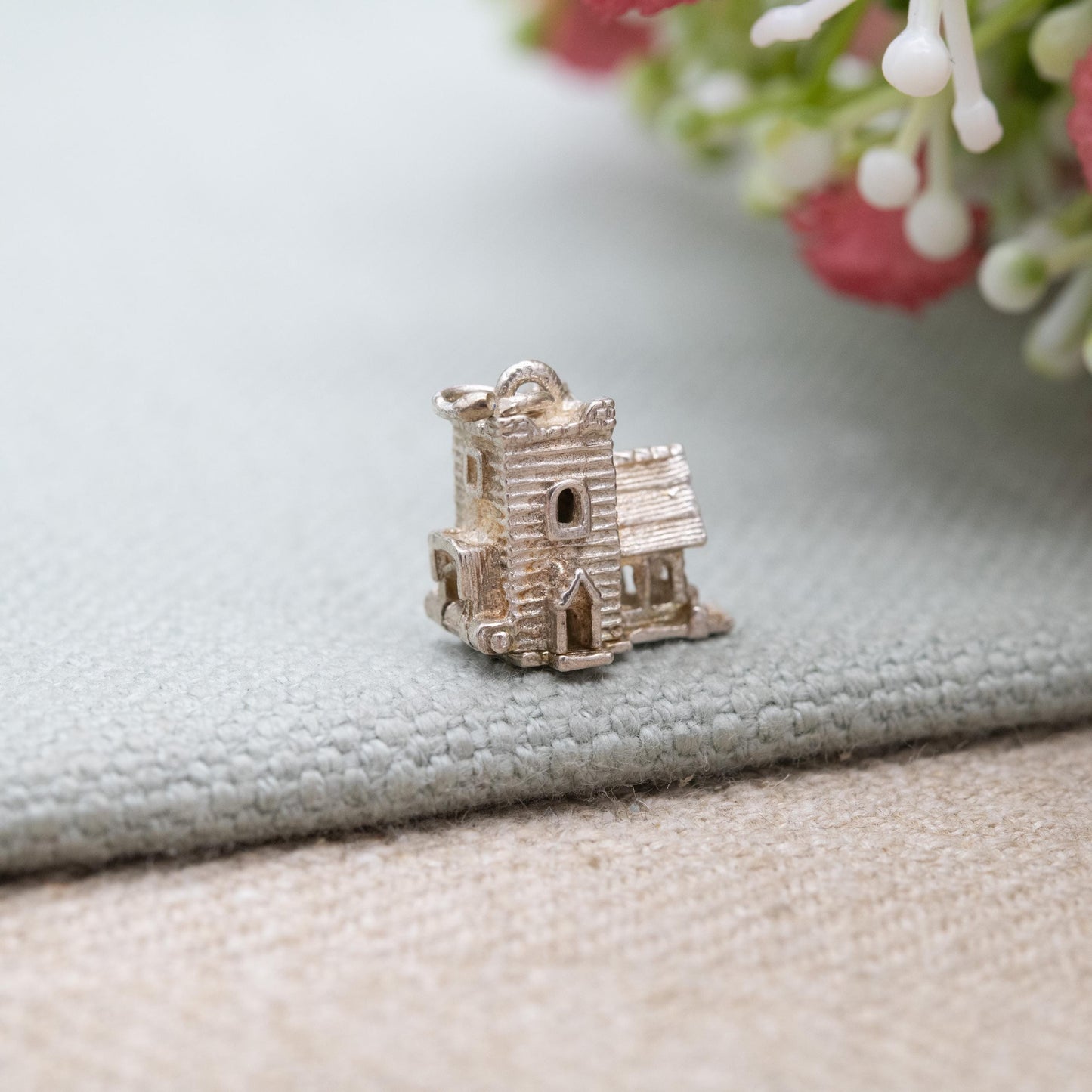 Vintage Sterling Silver Enamel Opening Church Wedding Charm Pendant - Wedding Day | Bride and Groom at the Alter | Gift for Charm Bracelet
