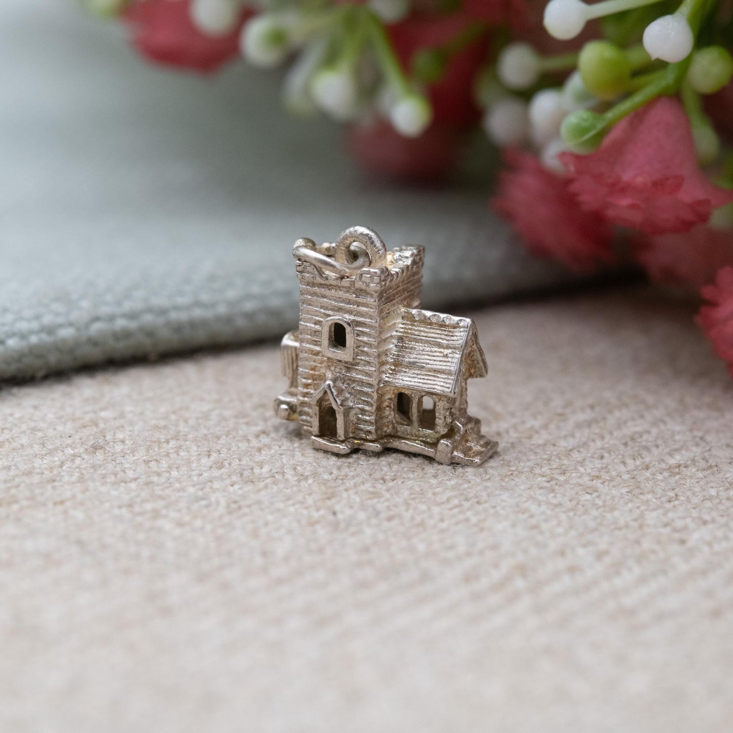 Vintage Sterling Silver Enamel Opening Church Wedding Charm Pendant - Wedding Day | Bride and Groom at the Alter | Gift for Charm Bracelet