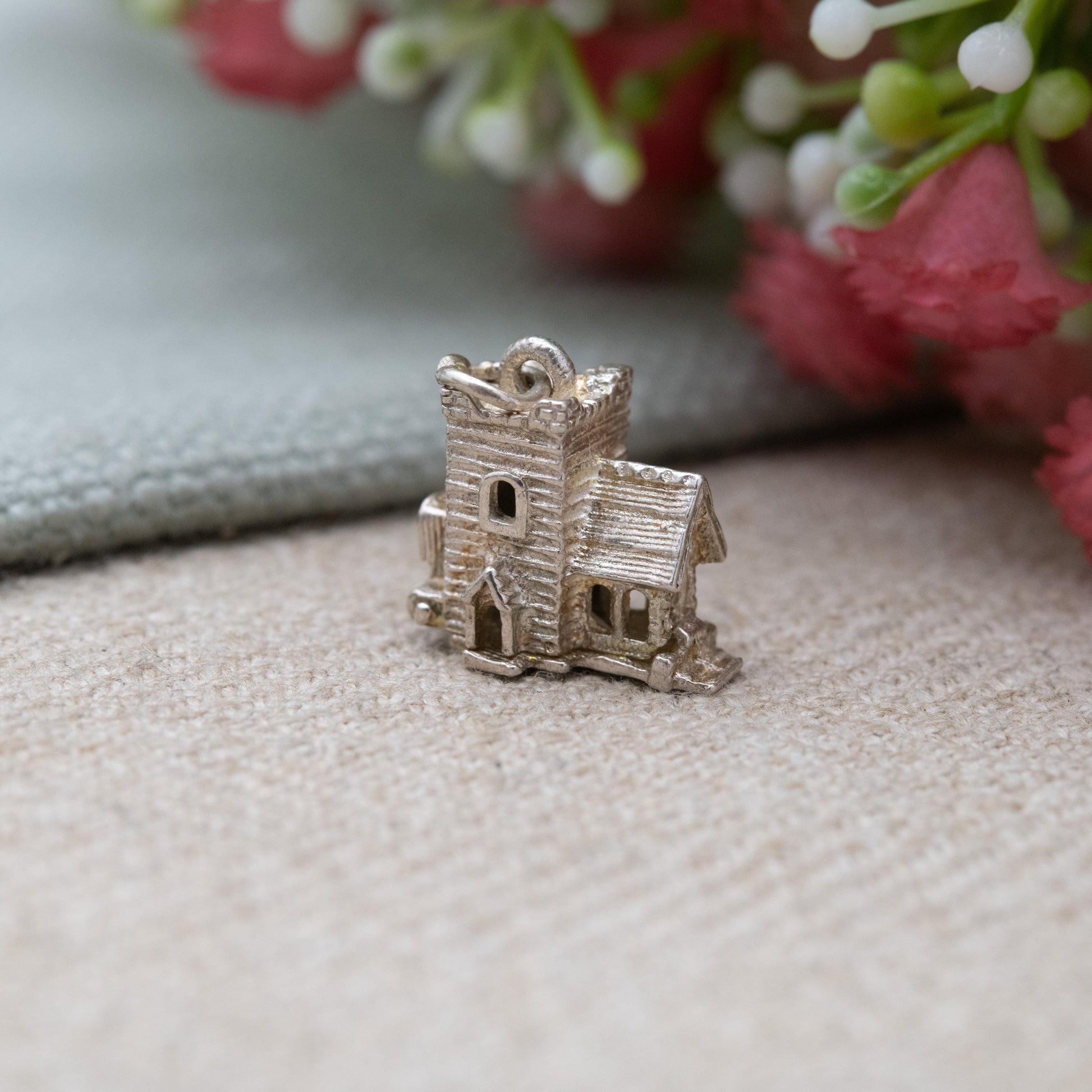 Vintage Sterling Silver Enamel Opening Church Wedding Charm Pendant - Wedding Day | Bride and Groom at the Alter | Gift for Charm Bracelet