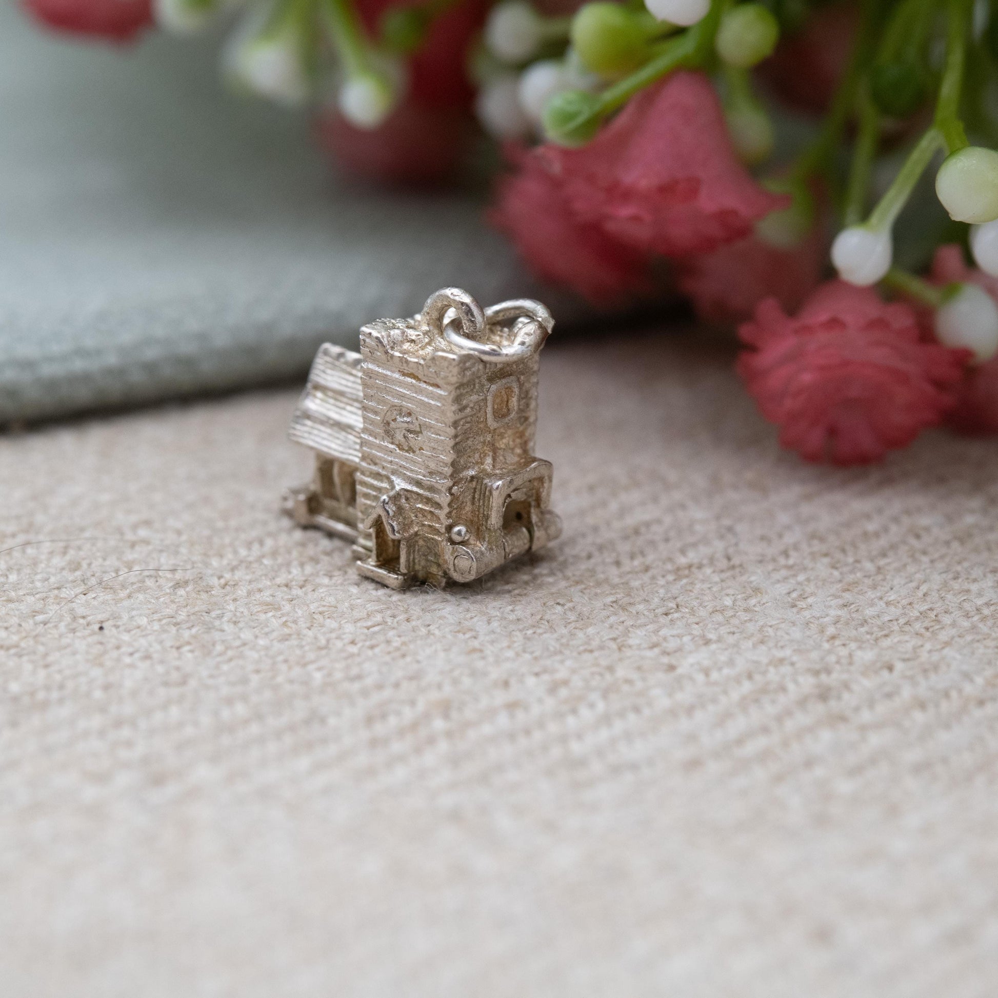 Vintage Sterling Silver Enamel Opening Church Wedding Charm Pendant - Wedding Day | Bride and Groom at the Alter | Gift for Charm Bracelet