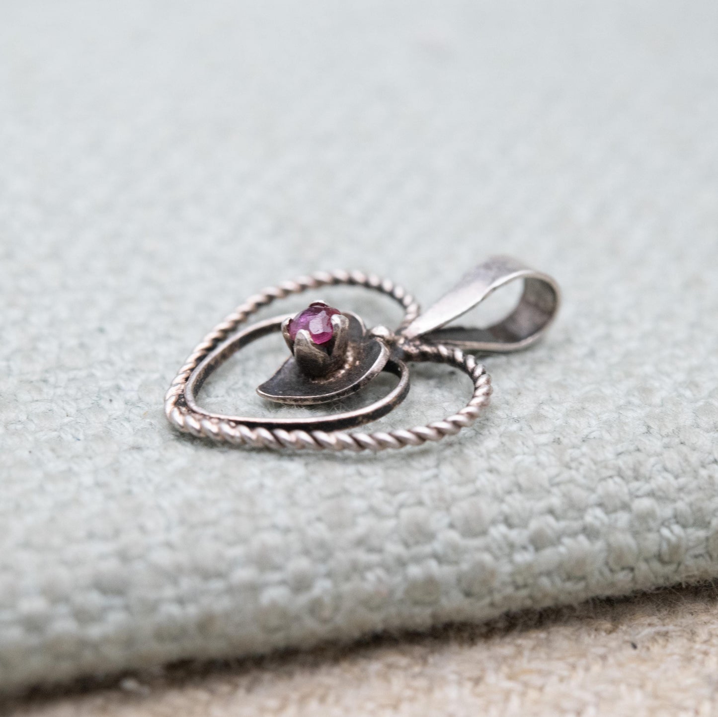 Sterling Silver Ruby Loveheart Pendant - Romantic Charm for Necklace Stack | Heart Jewellery Gift for Her