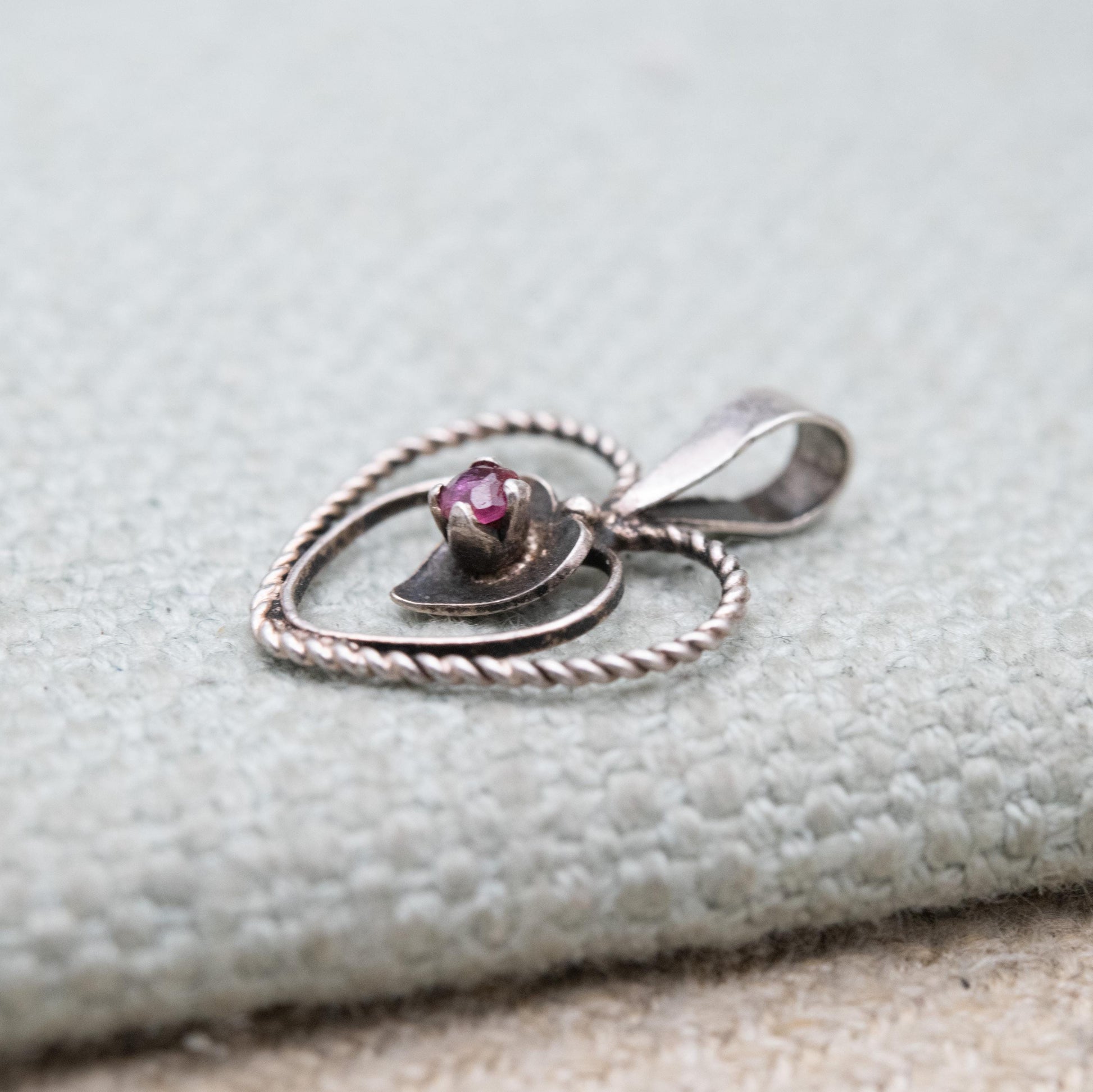 Sterling Silver Ruby Loveheart Pendant - Romantic Charm for Necklace Stack | Heart Jewellery Gift for Her