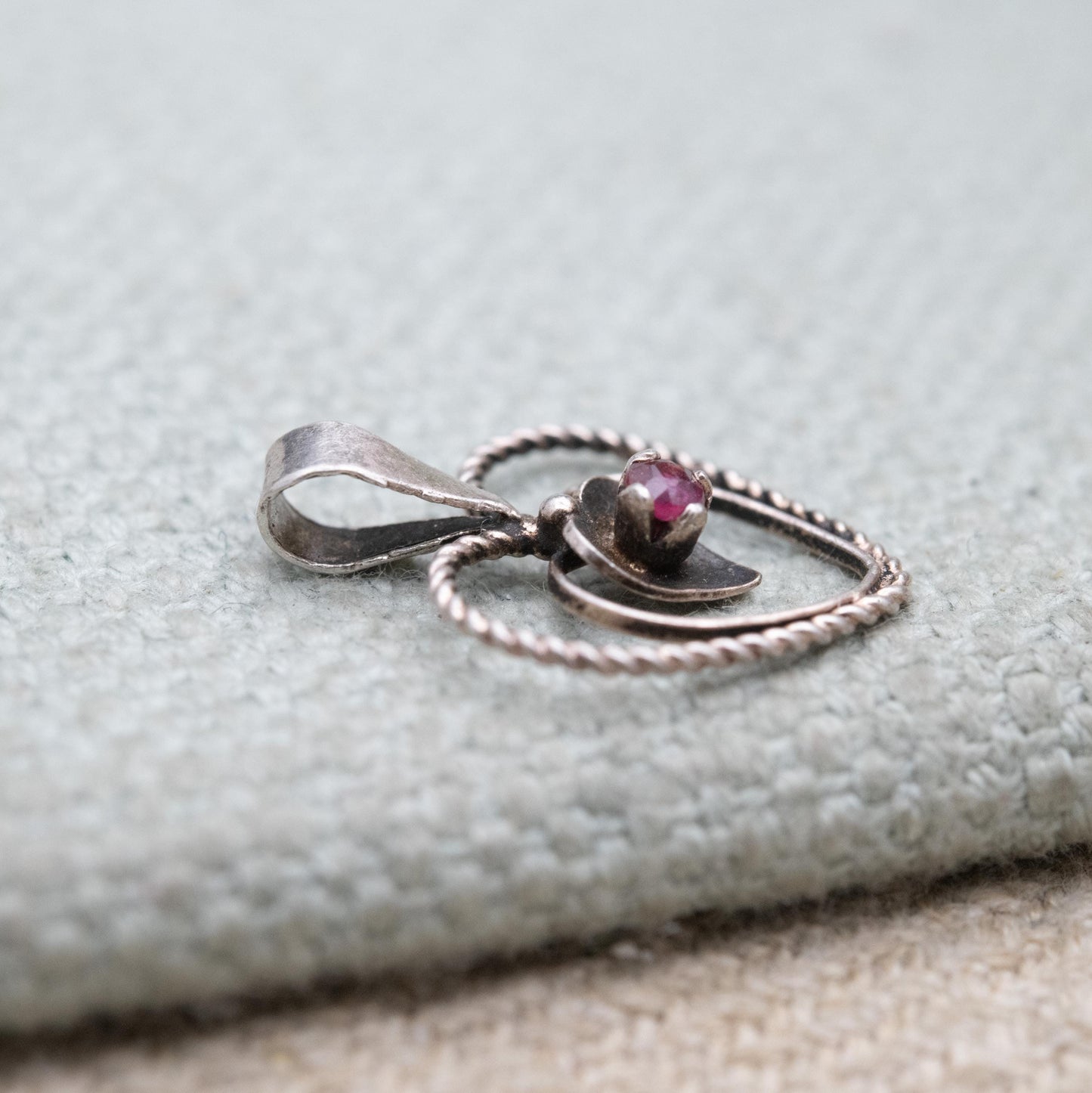 Sterling Silver Ruby Loveheart Pendant - Romantic Charm for Necklace Stack | Heart Jewellery Gift for Her