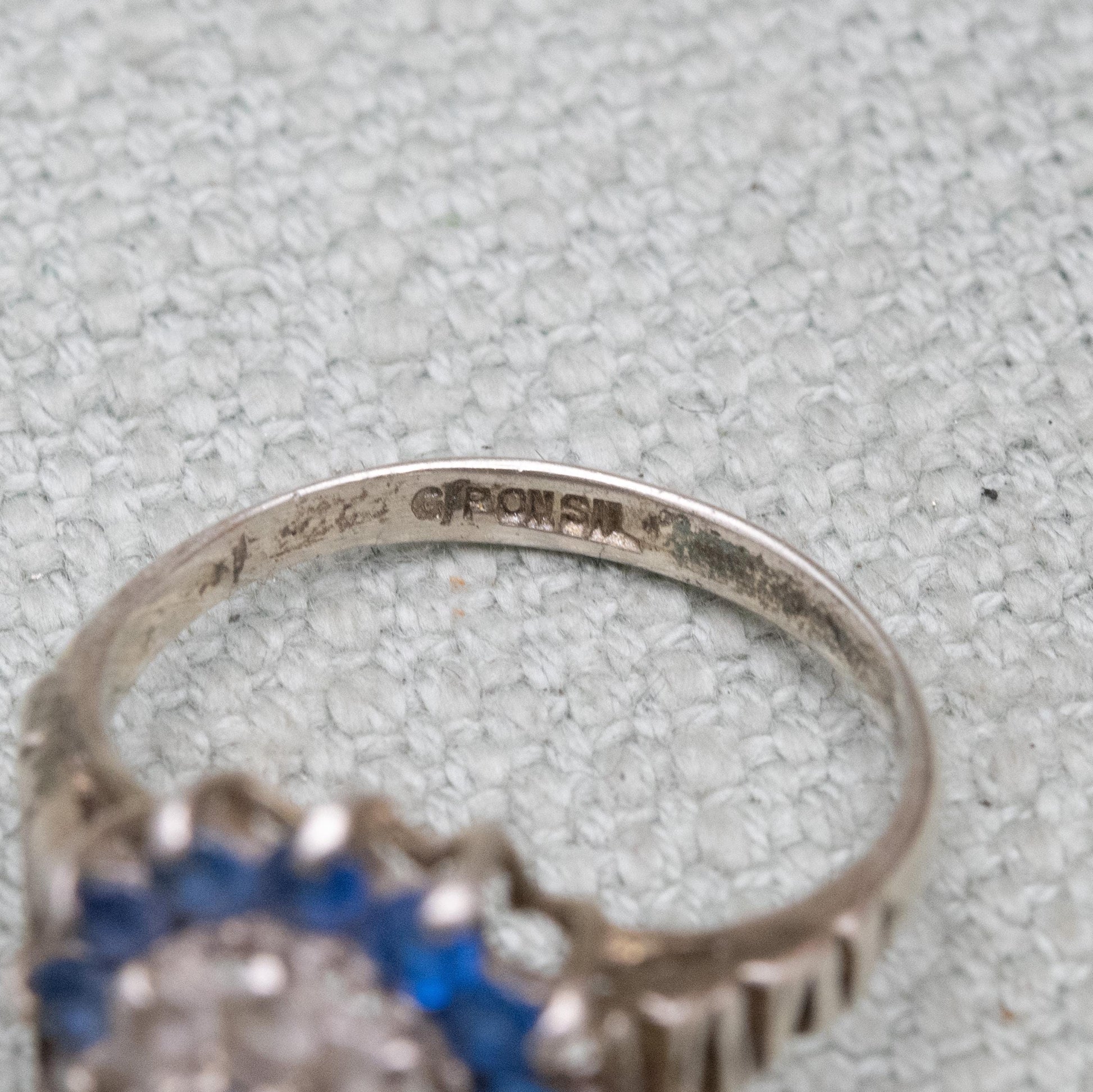 Vintage Sterling Silver Blue Stone Cluster Ring - Statement Sparkly Cocktail Ring | UK Size - L 1/2 | US Size - 6