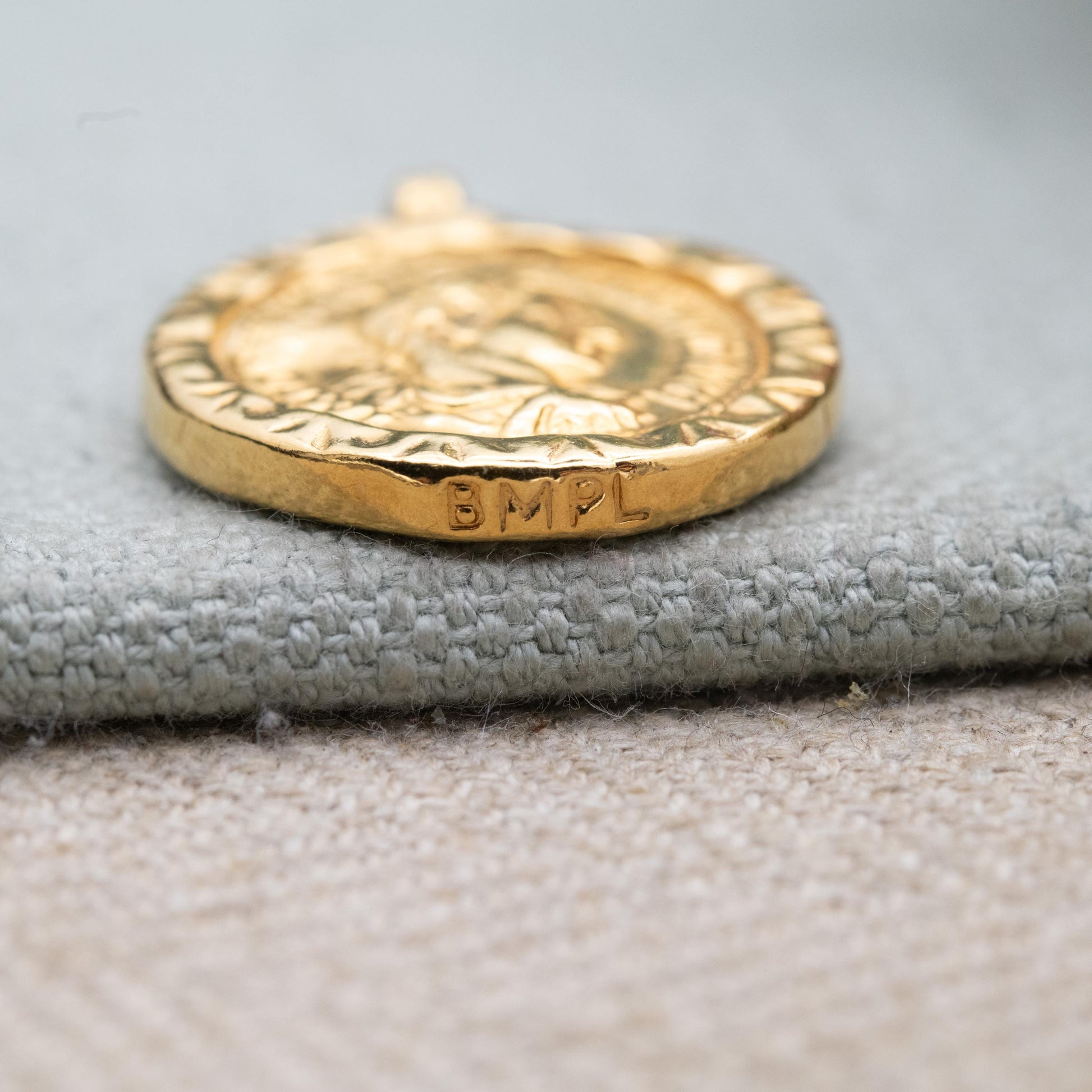 British Museum Replica Ancient Roman Coin Pendant - Emperor Severus Alexander Gold Tone Reproduction | Signed BMPL