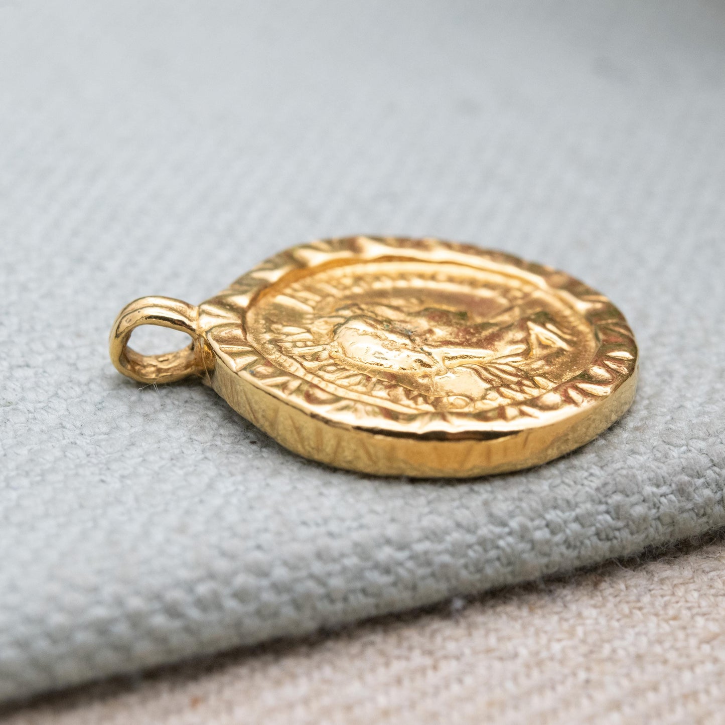 British Museum Replica Ancient Roman Coin Pendant - Emperor Severus Alexander Gold Tone Reproduction | Signed BMPL
