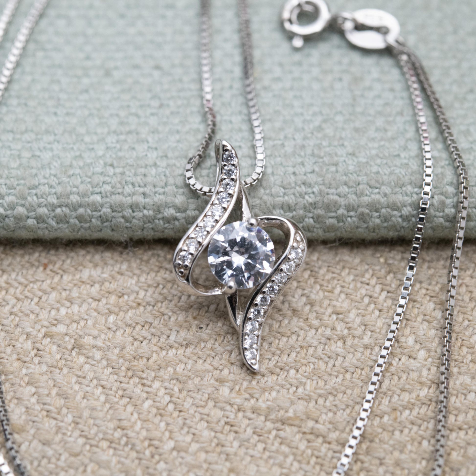 Sterling Silver CZ Pendant Necklace by J Rosée