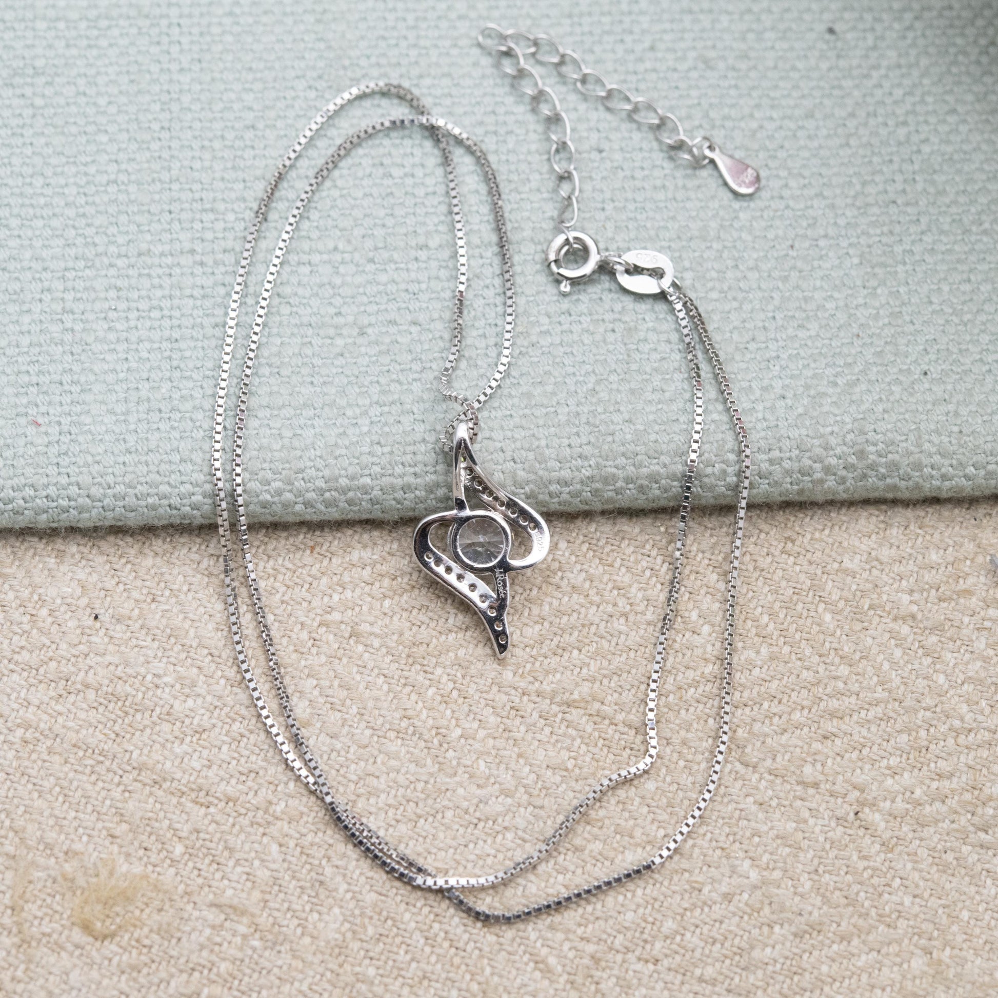 Sterling Silver CZ Pendant Necklace by J Rosée