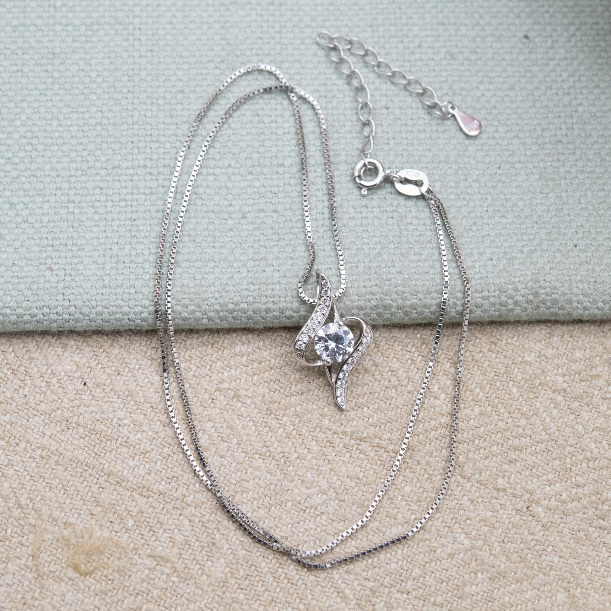Sterling Silver CZ Pendant Necklace by J Rosée