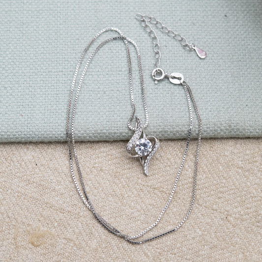 Sterling Silver CZ Pendant Necklace by J Rosée
