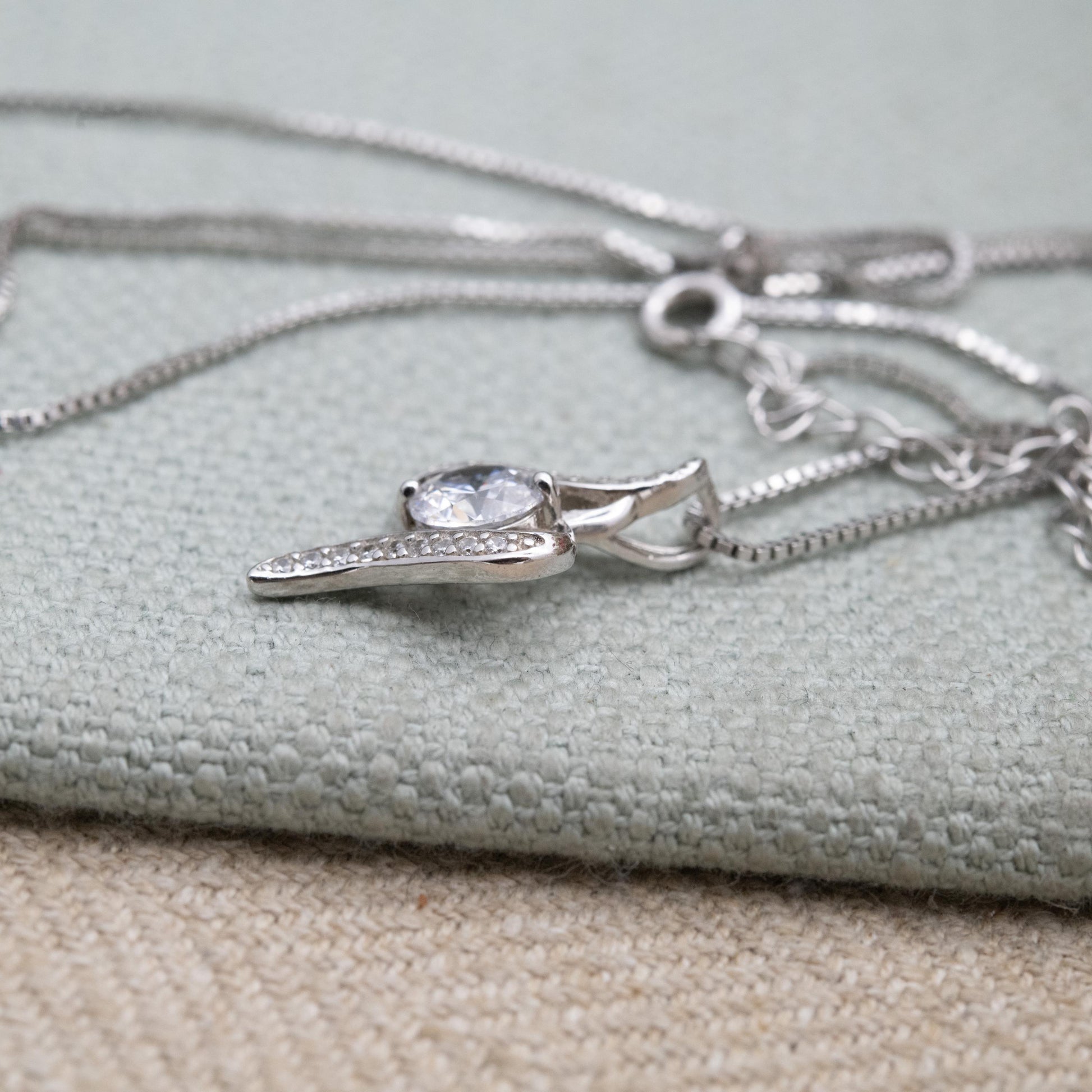 Sterling Silver CZ Pendant Necklace by J Rosée