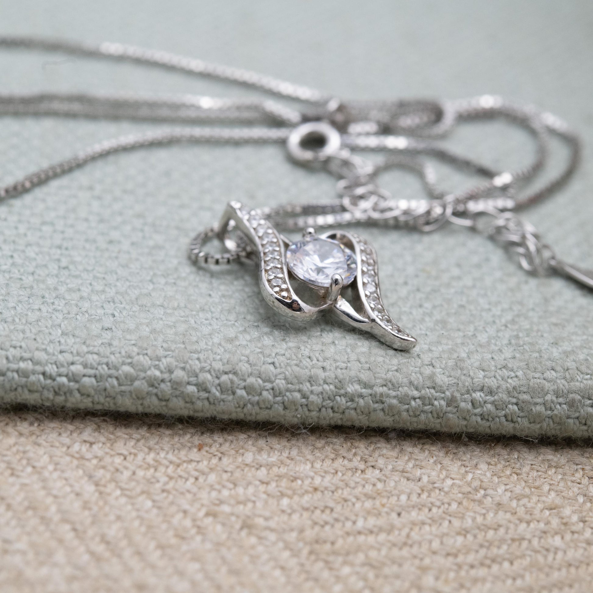 Sterling Silver CZ Pendant Necklace by J Rosée