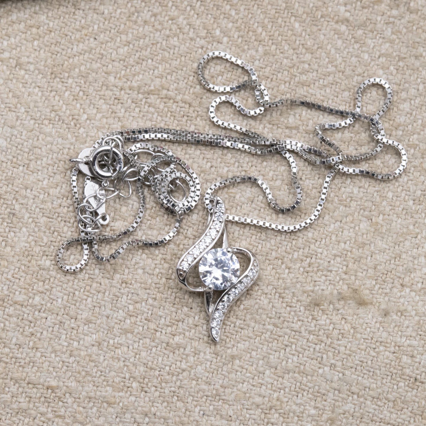 Sterling Silver CZ Pendant Necklace by J Rosée