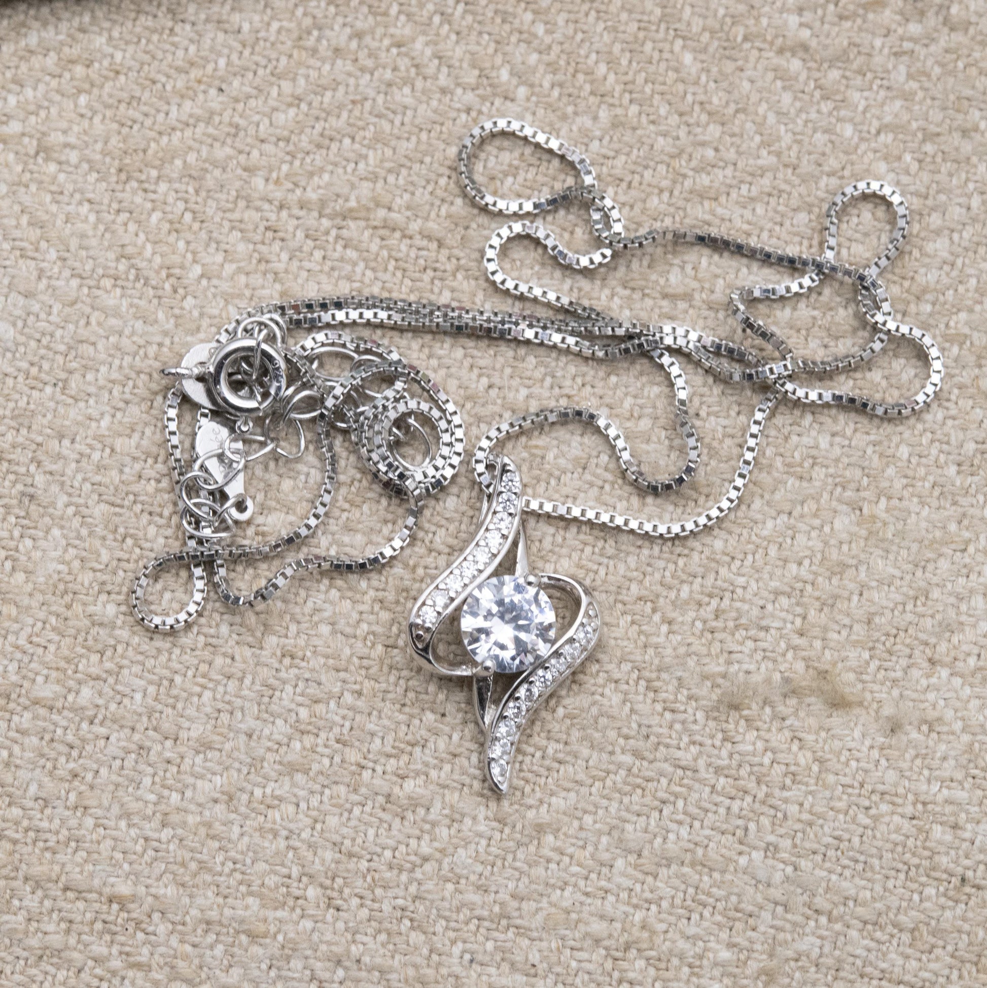 Sterling Silver CZ Pendant Necklace by J Rosée
