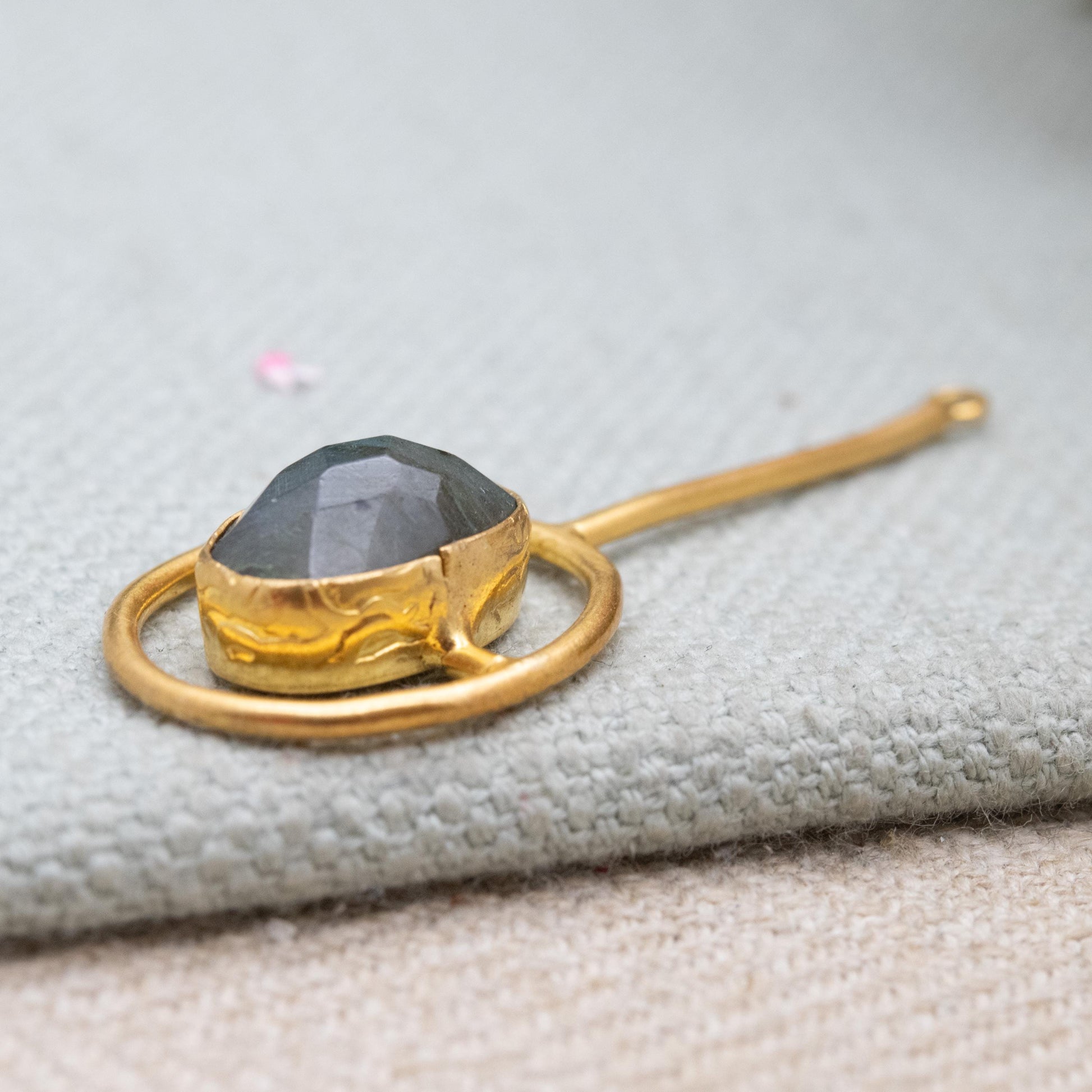 Gold Plated Sterling Silver Labradorite Pendant with Faceted Gemstone - Minimalist Gift for Her