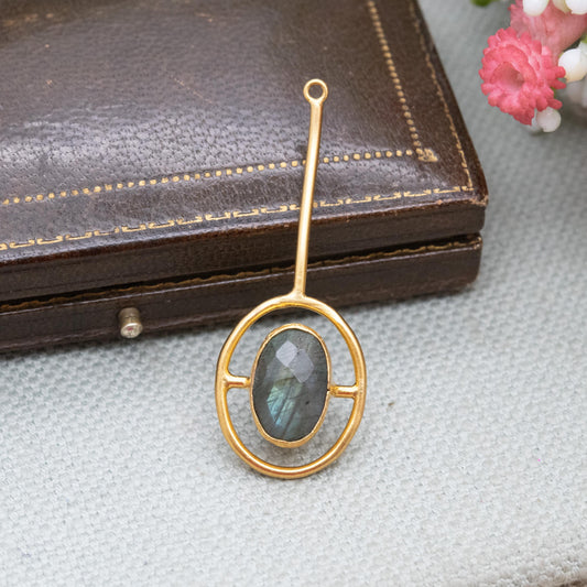 Gold Plated Sterling Silver Labradorite Pendant with Faceted Gemstone - Minimalist Gift for Her