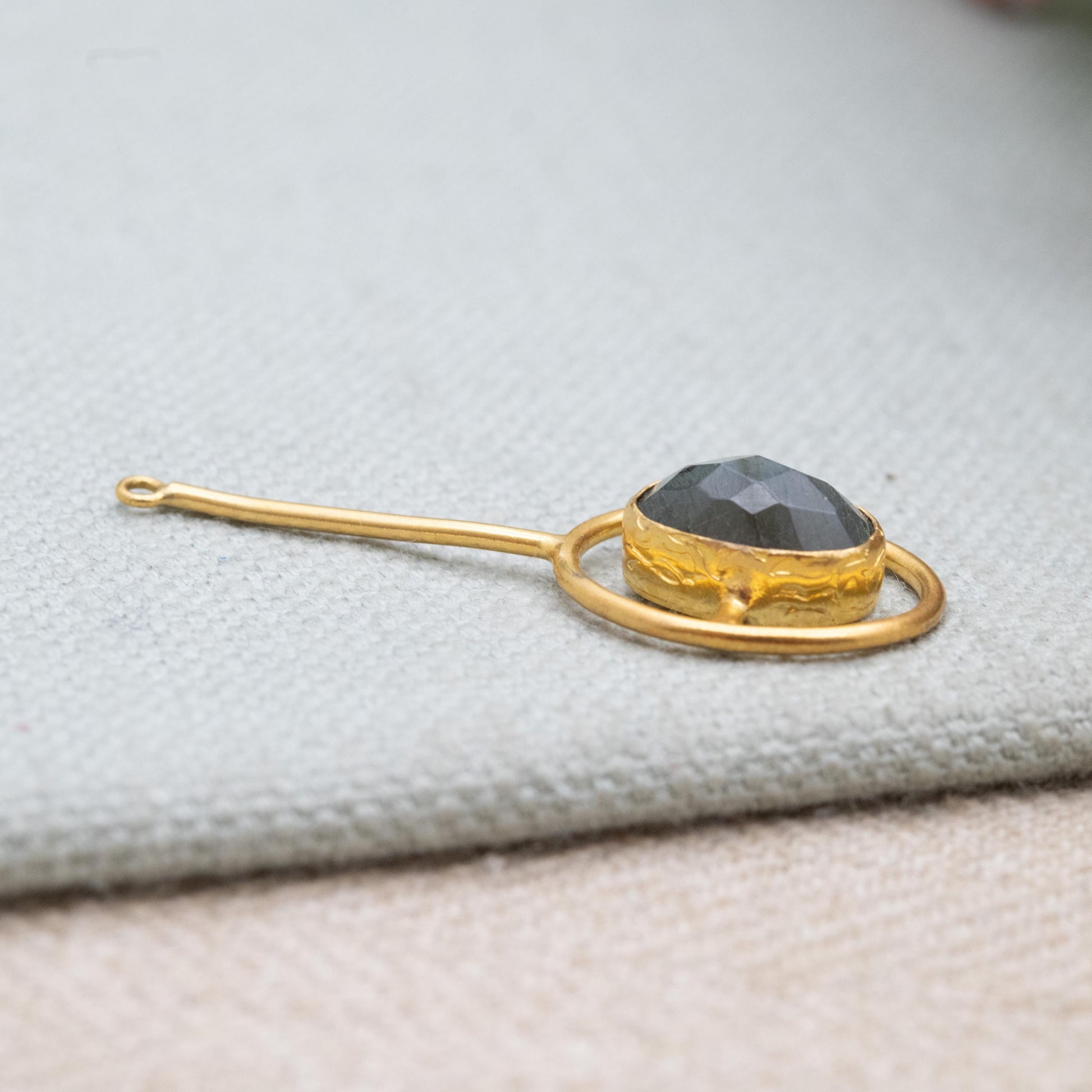 Gold Plated Sterling Silver Labradorite Pendant with Faceted Gemstone - Minimalist Gift for Her