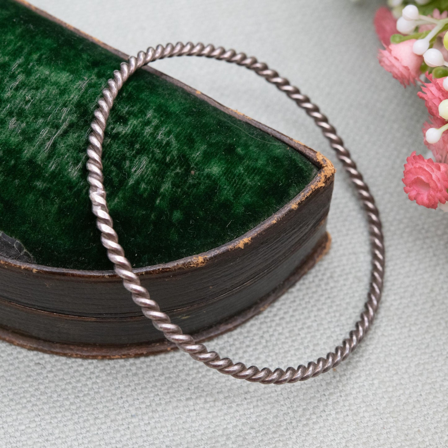 Vintage Sterling Silver Rope Twisted Bangle - Traditional Style Jewellery Gift for Her