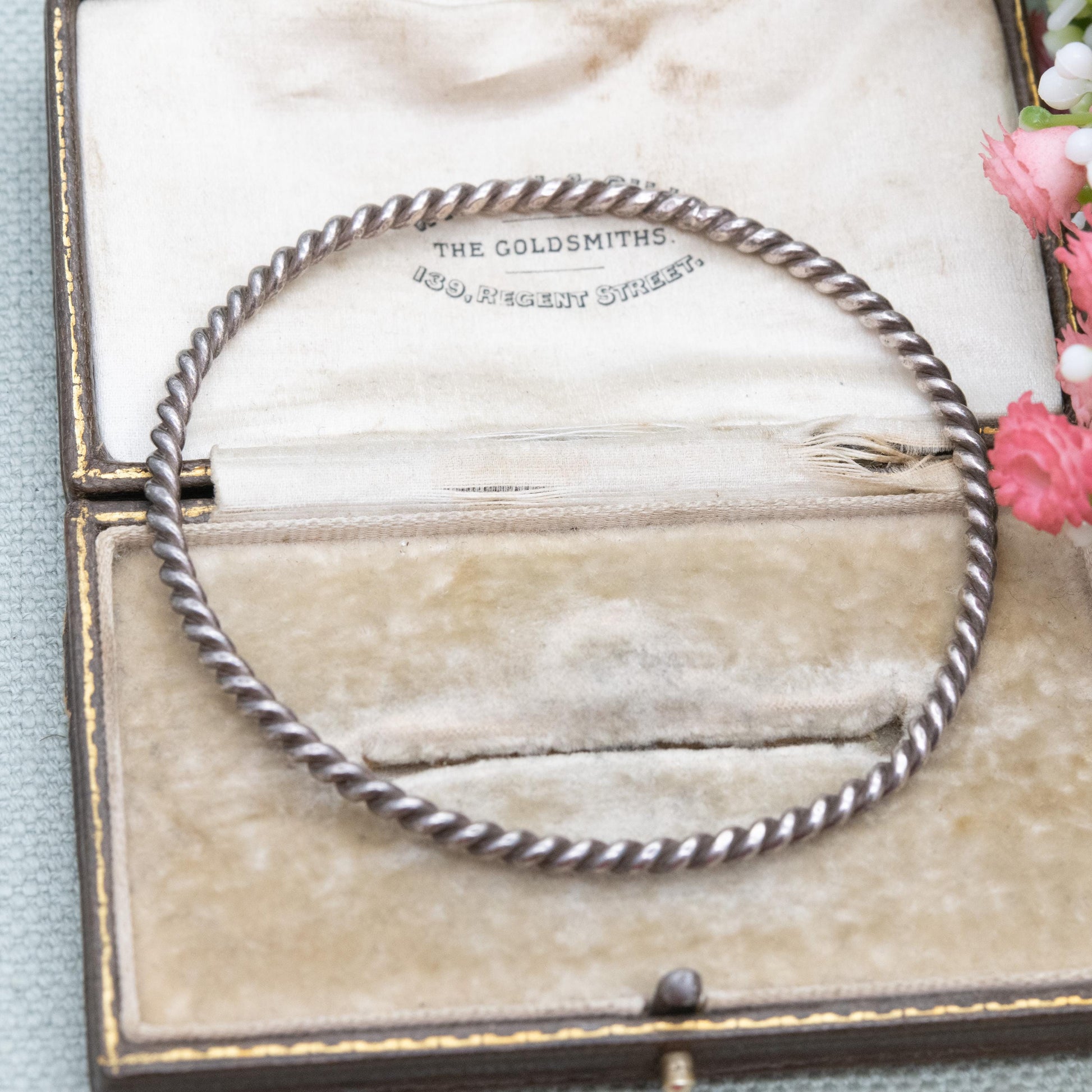 Vintage Sterling Silver Rope Twisted Bangle - Traditional Style Jewellery Gift for Her