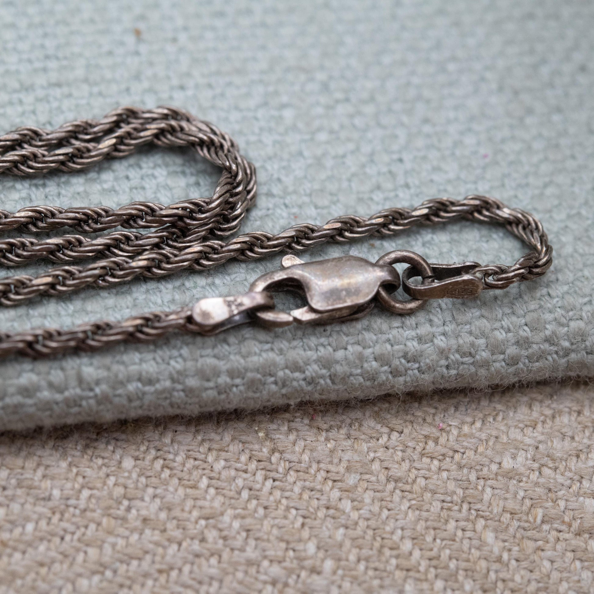 Sterling Silver Rope Twist Chain Necklace - Short Quality Silver Necklace | Unisex Necklace Gift | 16"