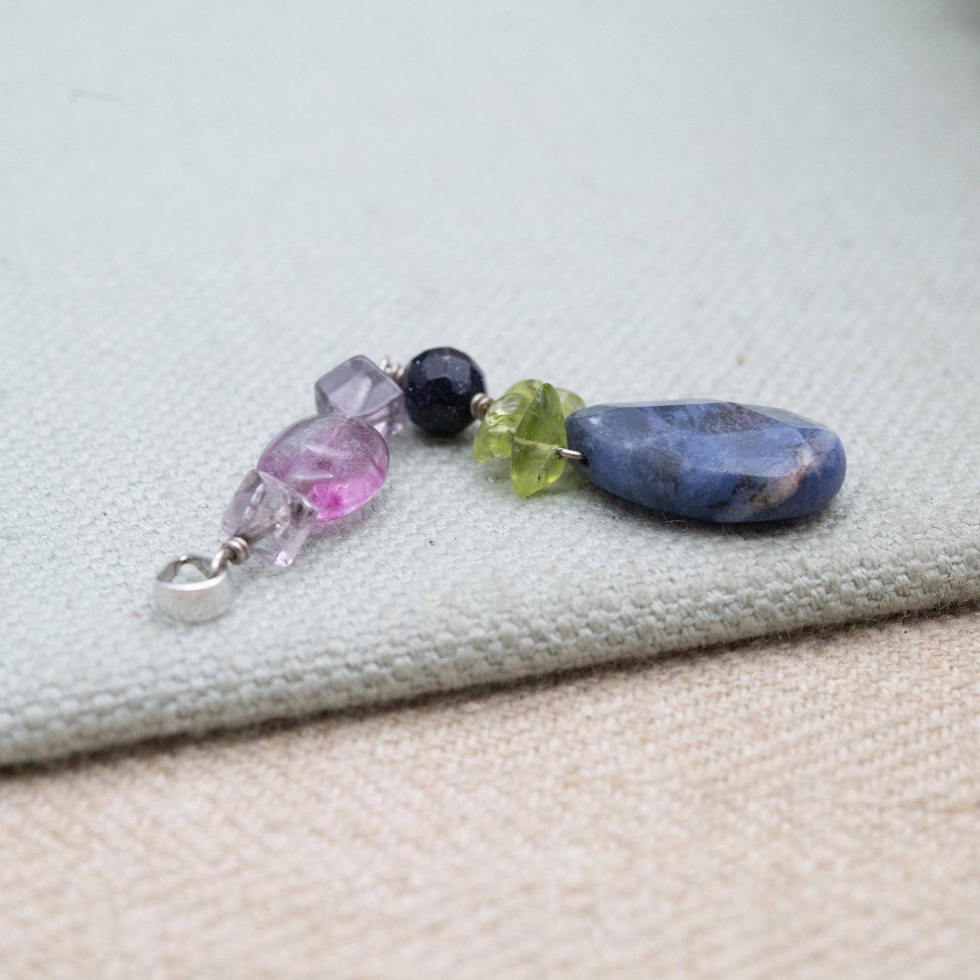 Sterling Silver Gemstone Bead Pendant - Sodalite Peridot Quartz | Gift for Pendant Necklace