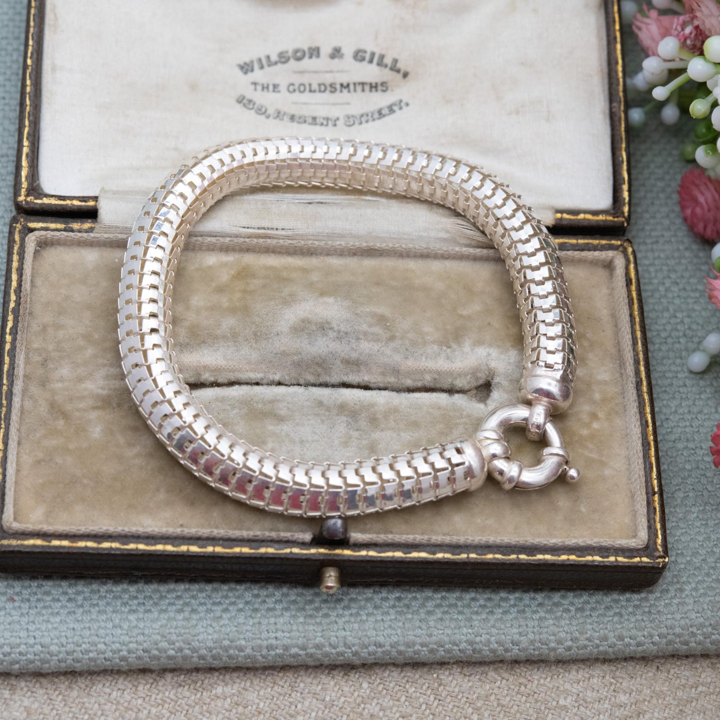 Chunky Sterling Silver Snake Link Chain Bracelet - Unisex Gift