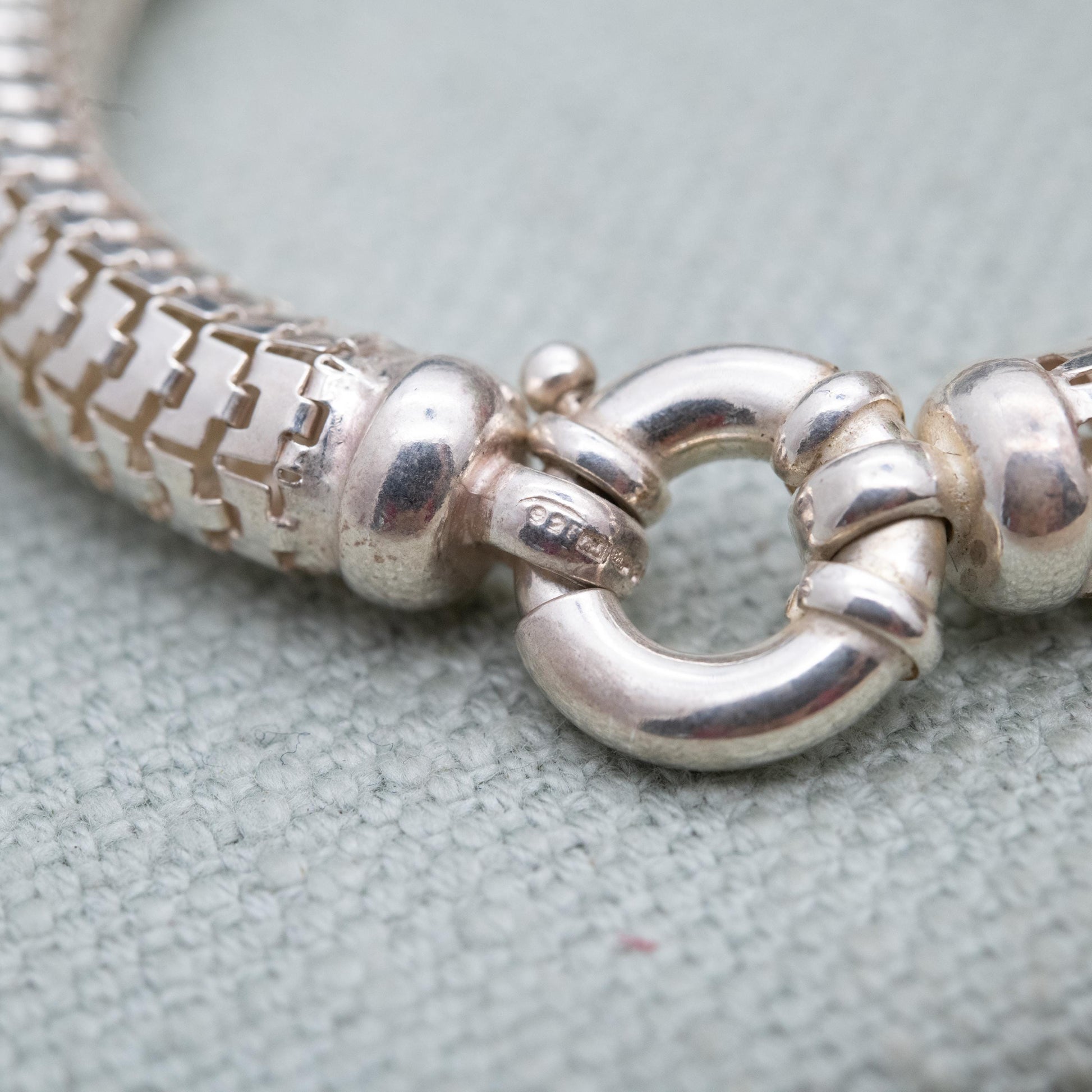 Chunky Sterling Silver Snake Link Chain Bracelet - Unisex Gift