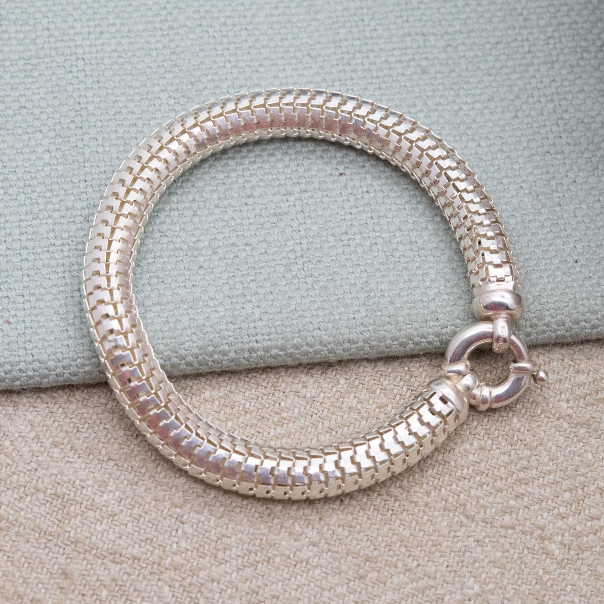 Chunky Sterling Silver Snake Link Chain Bracelet - Unisex Gift
