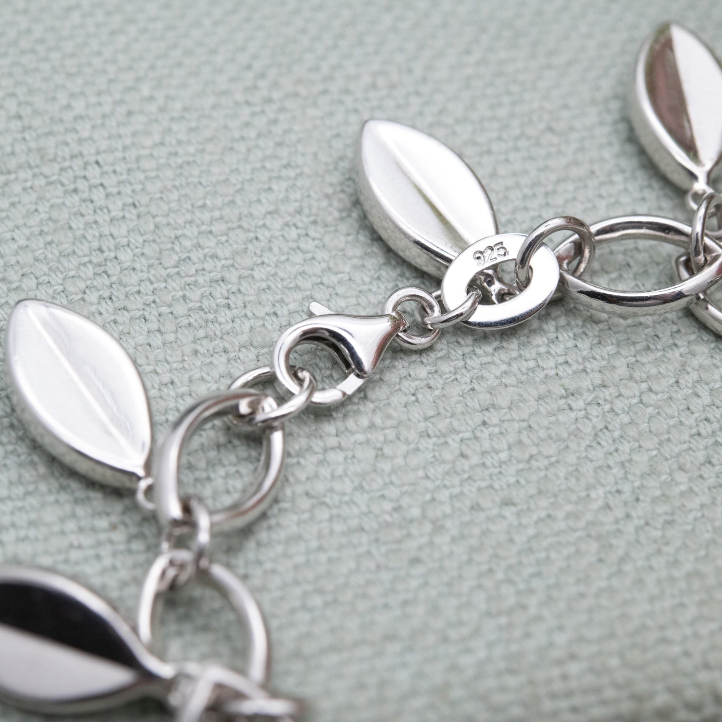 Sterling Silver Leaf Charm Bracelet - Minimalist Unisex Gift
