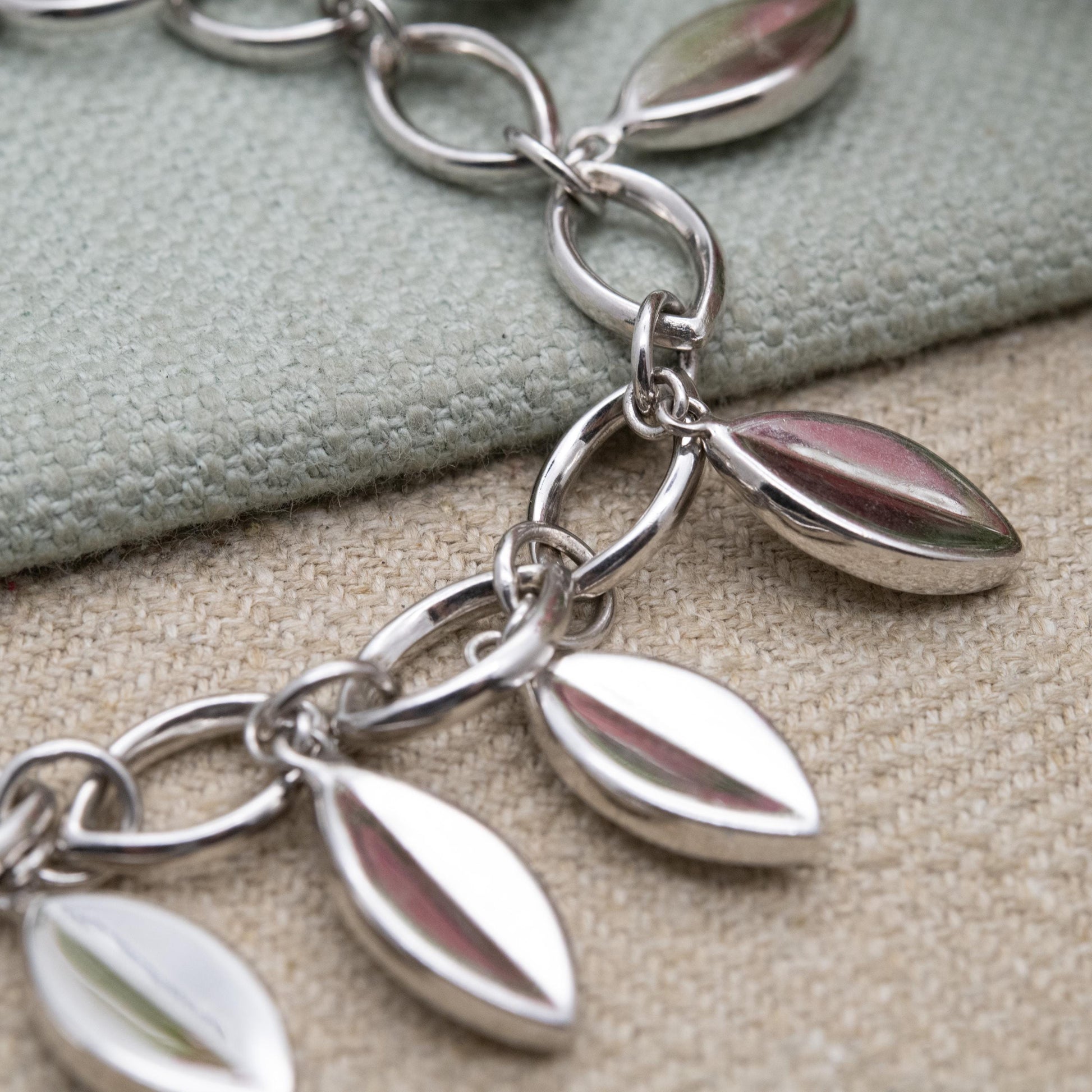 Sterling Silver Leaf Charm Bracelet - Minimalist Unisex Gift