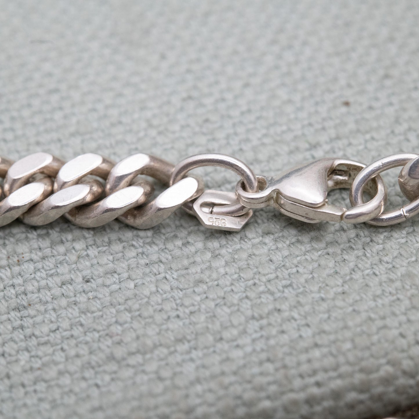 Chunky Sterling Silver Flat Curb Link Chain Necklace with Razor Spacers - Large Unisex Heavy Silver Necklace | Men's Chain | 22" Length