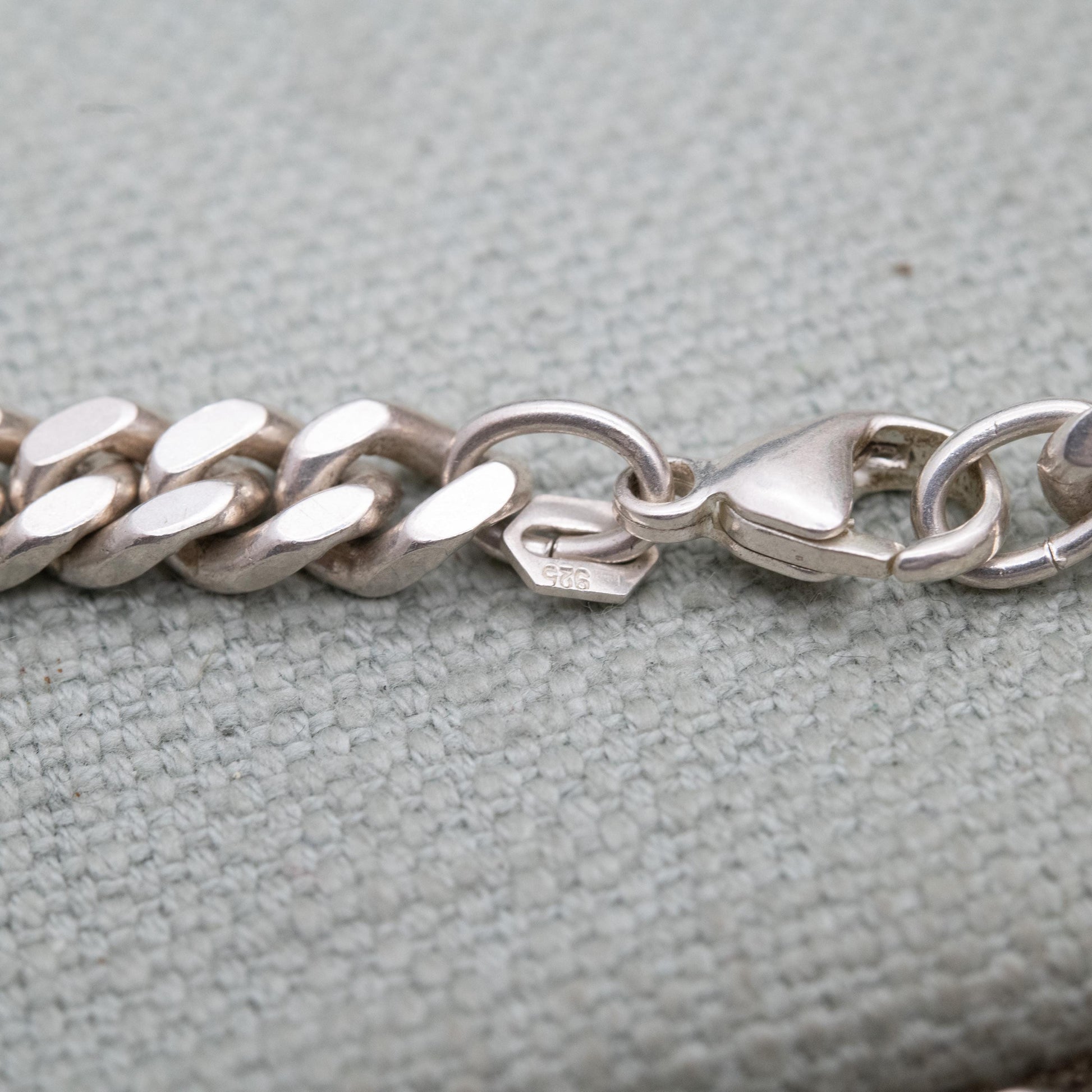 Chunky Sterling Silver Flat Curb Link Chain Necklace with Razor Spacers - Large Unisex Heavy Silver Necklace | Men's Chain | 22" Length