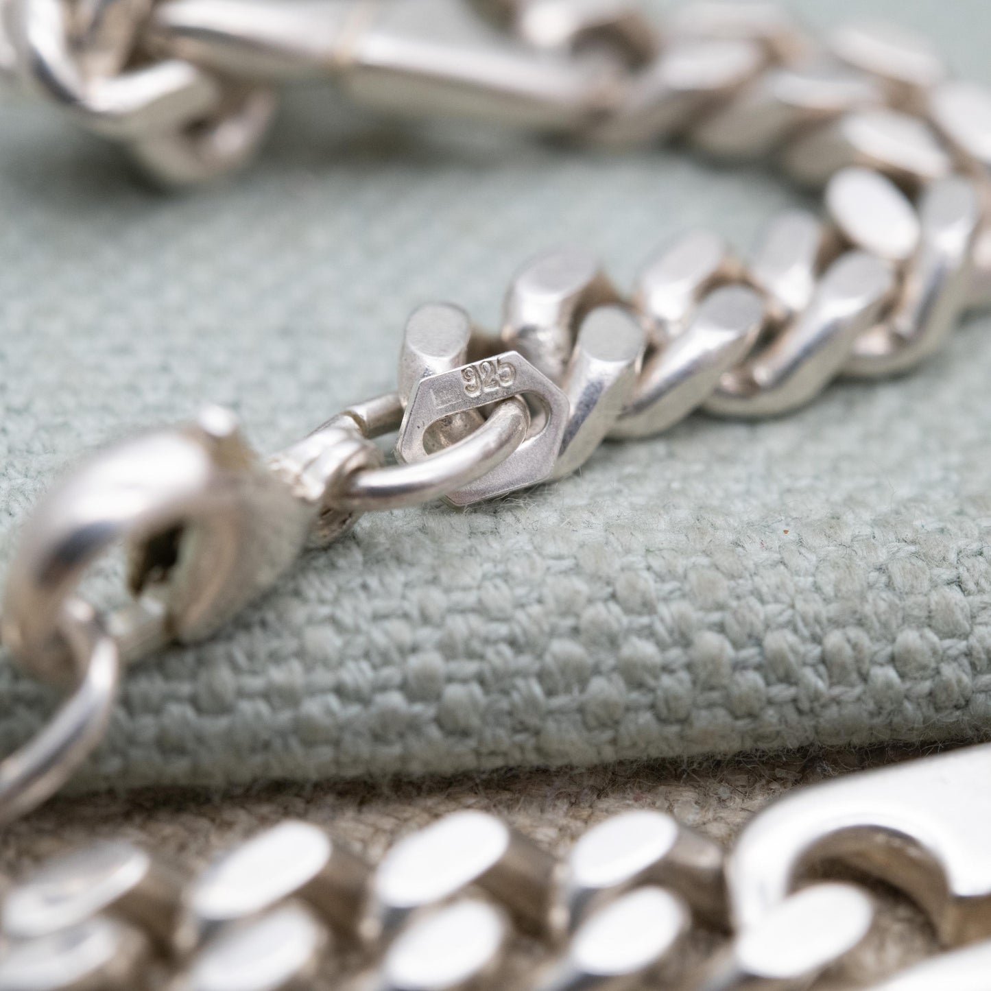 Chunky Sterling Silver Flat Curb Link Chain Necklace with Razor Spacers - Large Unisex Heavy Silver Necklace | Men's Chain | 22" Length