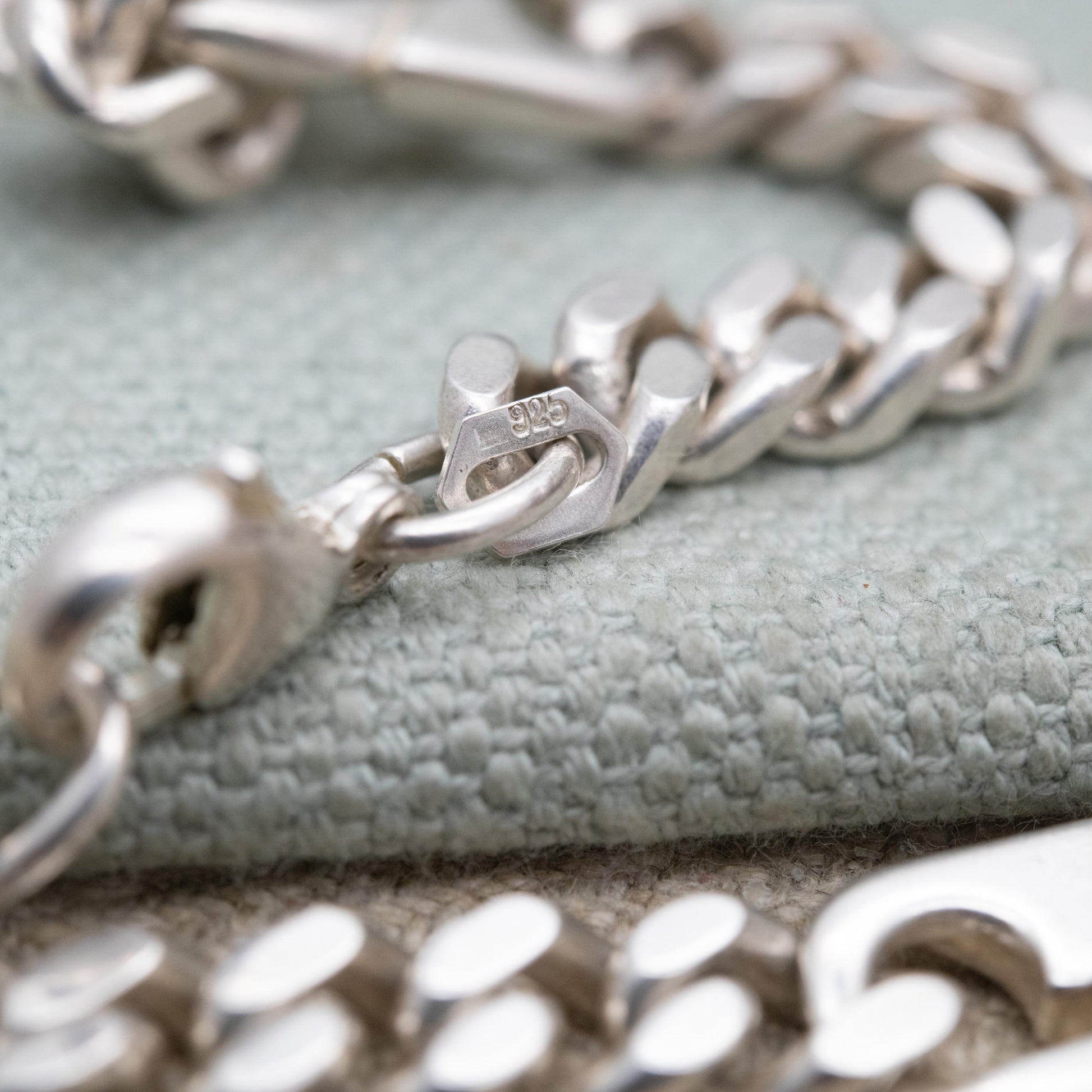 Chunky Sterling Silver Flat Curb Link Chain Necklace with Razor Spacers - Large Unisex Heavy Silver Necklace | Men's Chain | 22" Length