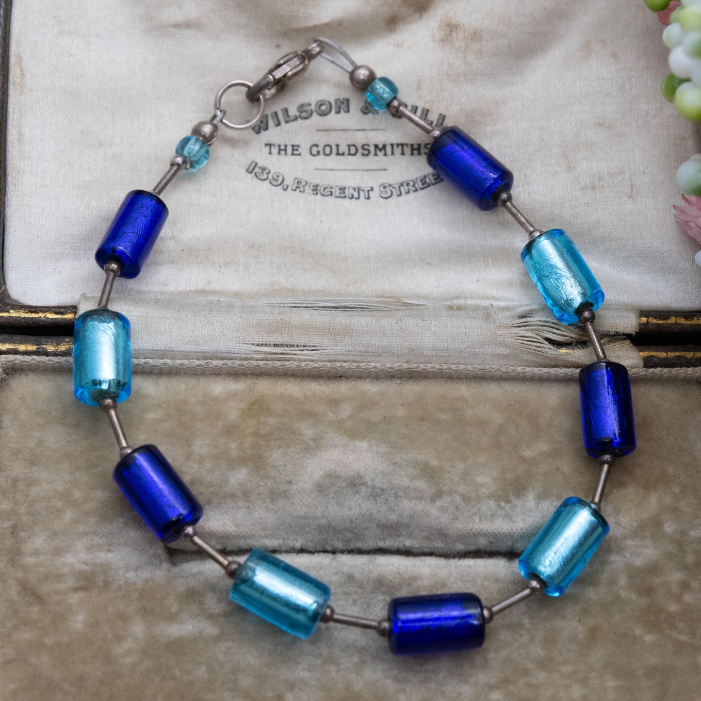 Blue Foiled Glass Bracelet - Small Blue Bracelet | Gift for Him | Gift for Her