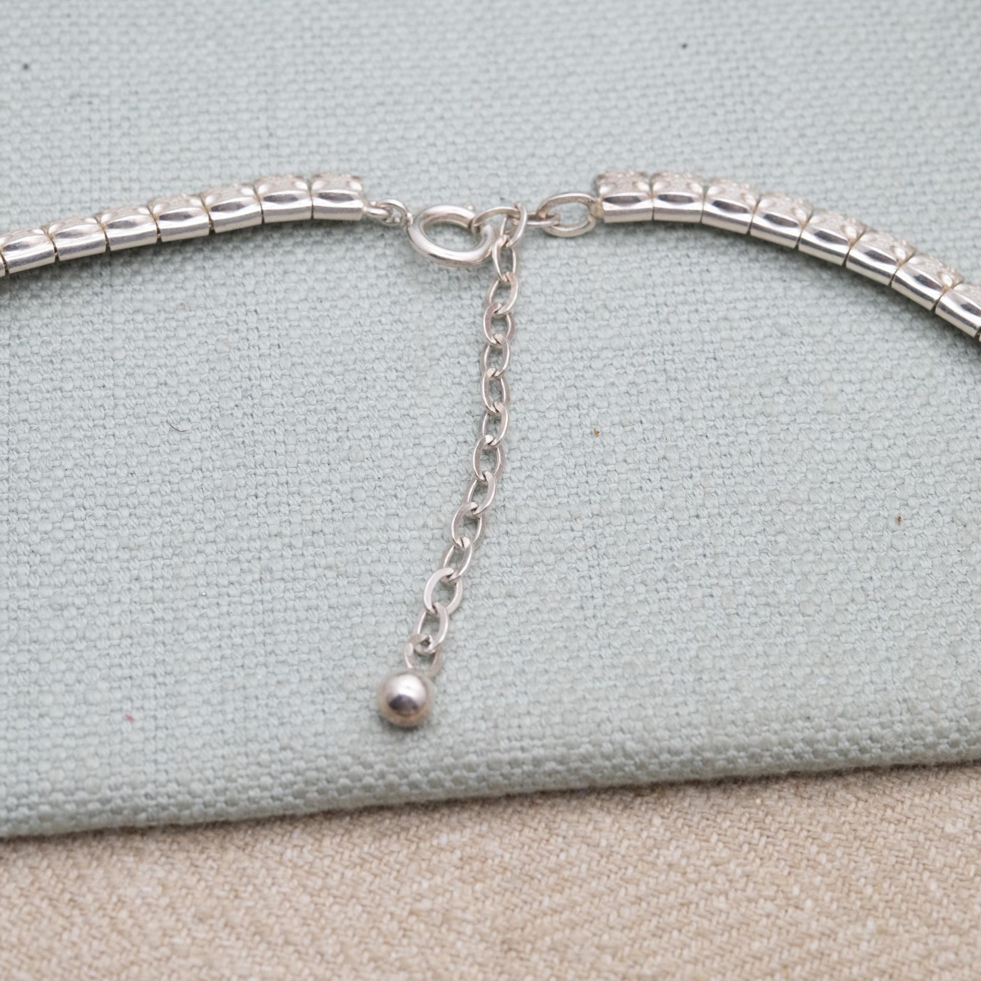 Vintage Sterling Silver Fringe Choker Necklace - Adjustable Length Textured Design