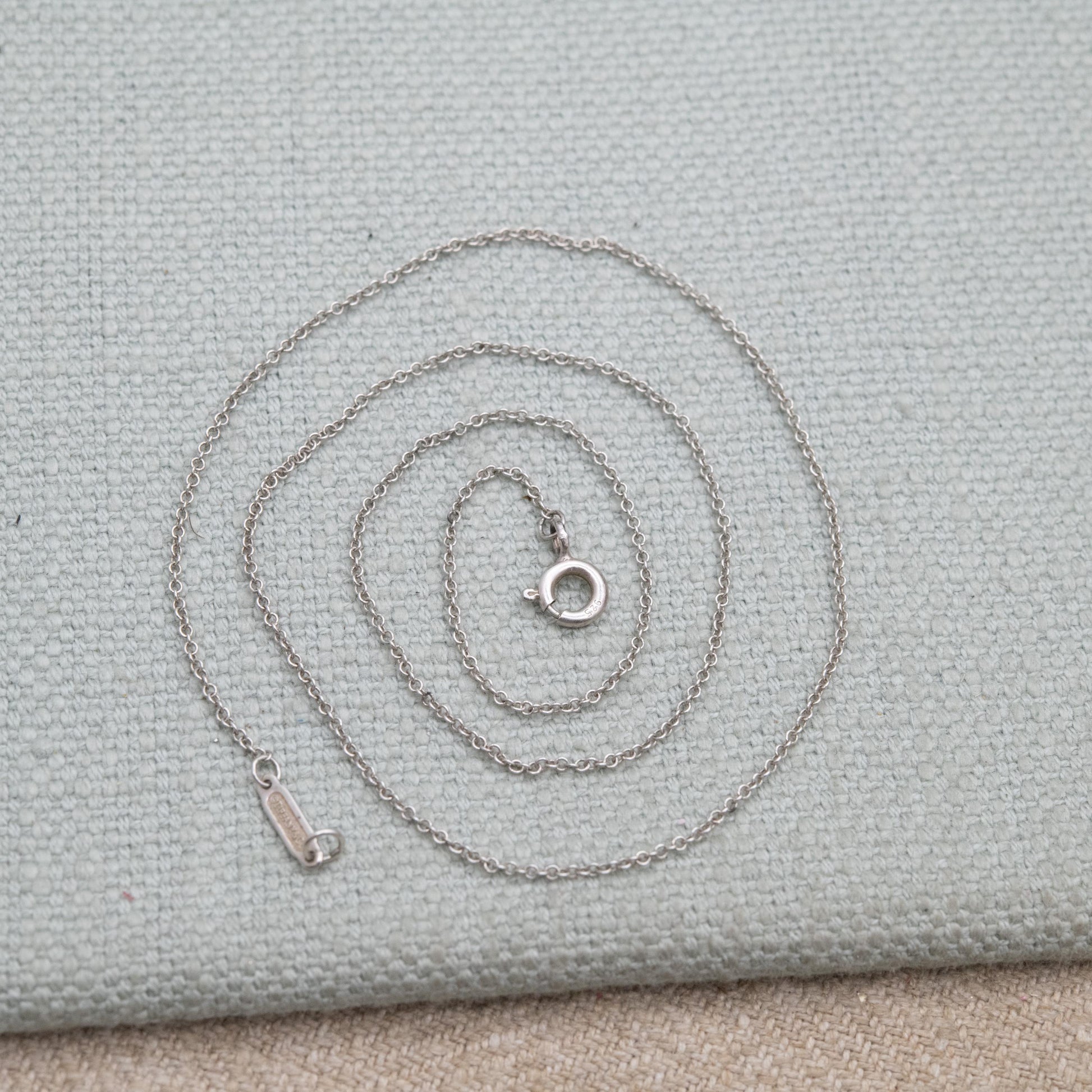 Tiffany & Co Sterling Silver Chain Necklace 16" - Genuine Signed Designer Jewellery Trace Chain for Pendant