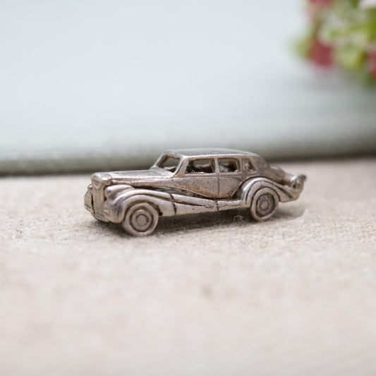 Vintage Sterling Silver Opening 1940s Classic Car Charm Pendant - Articulated American Car Interior | Gift for Charm Bracelet